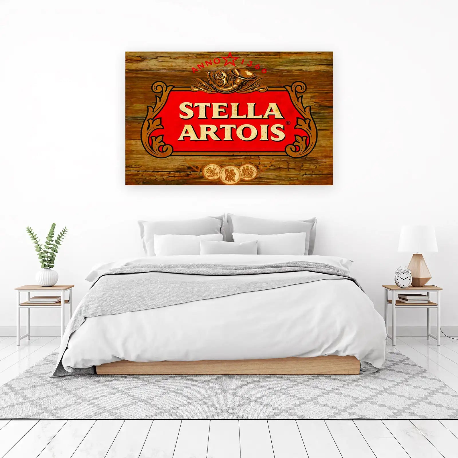 Vintage Stella Artois Logo Wood Grain Wall Art