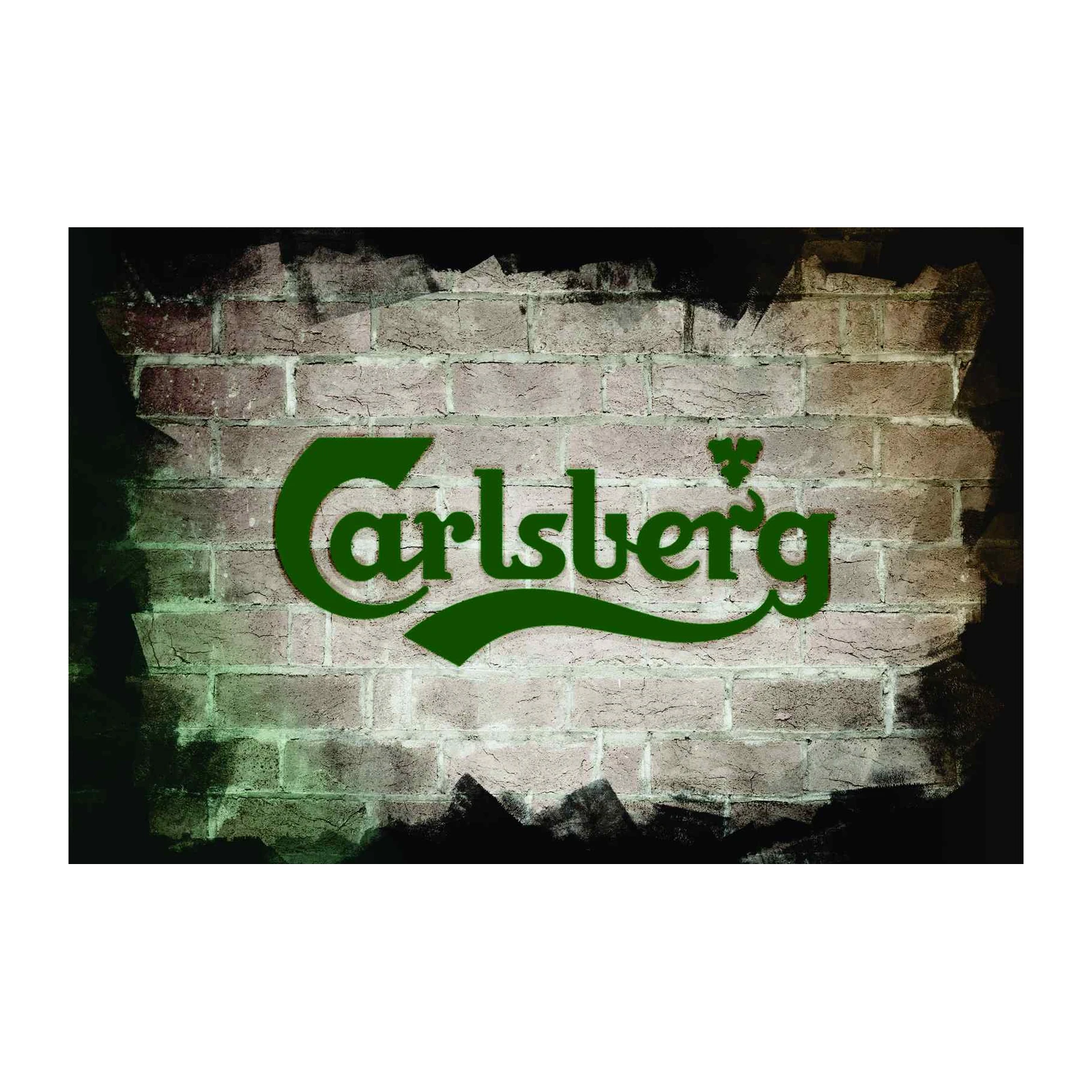 Retro Carlsberg Logo Brick Wall Wall Art