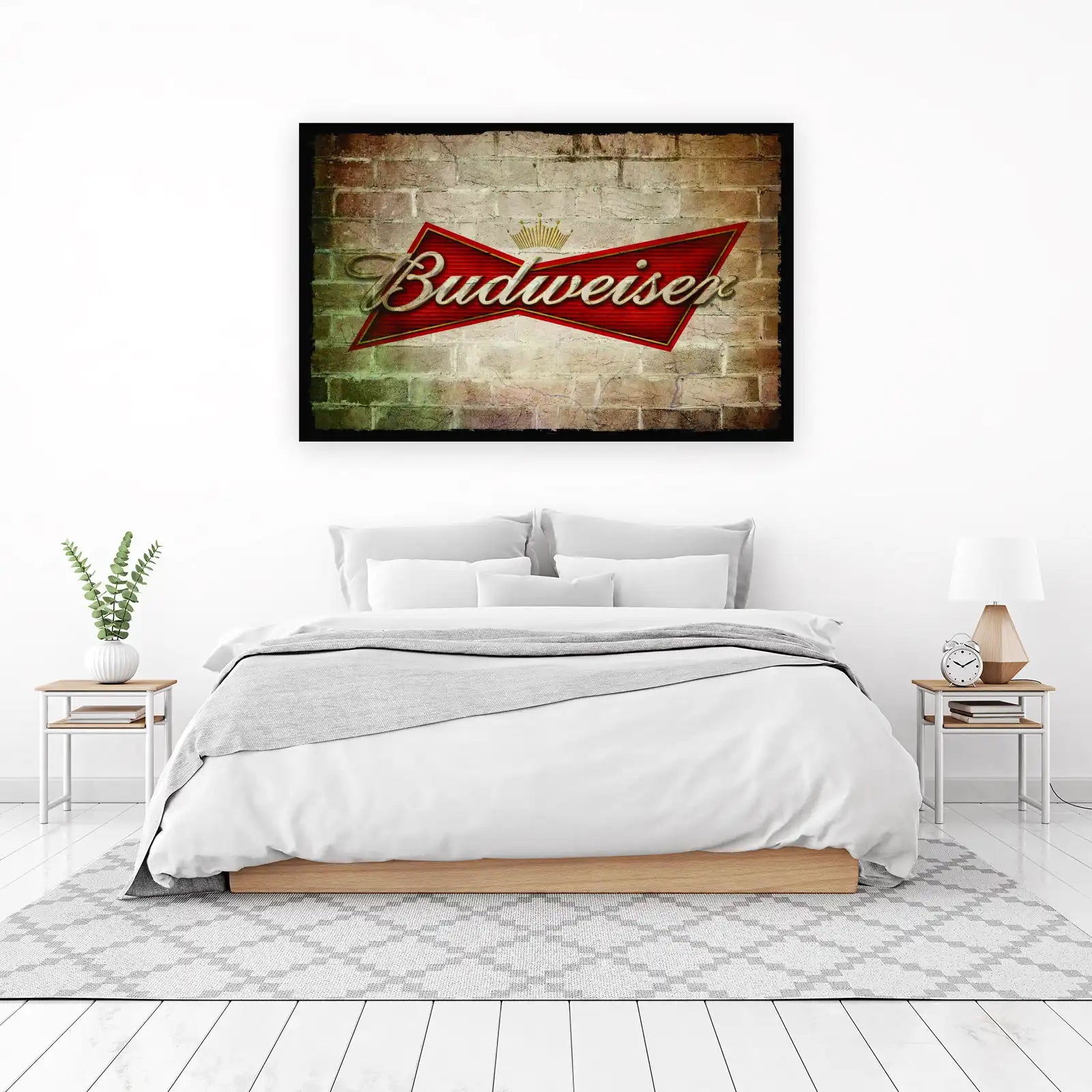 Vintage Budweiser Logo Brick Wall Wall Art