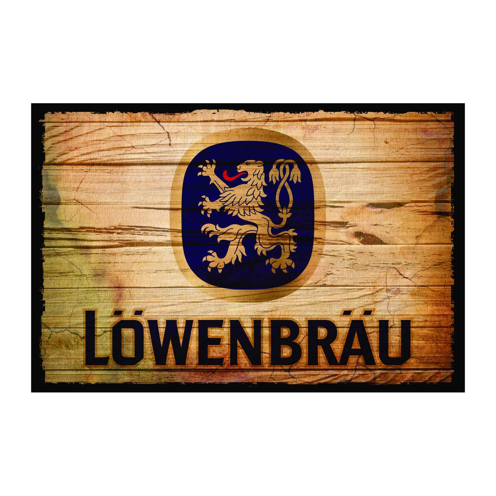 Vintage Löwenbräu Lion Wooden Wall Art