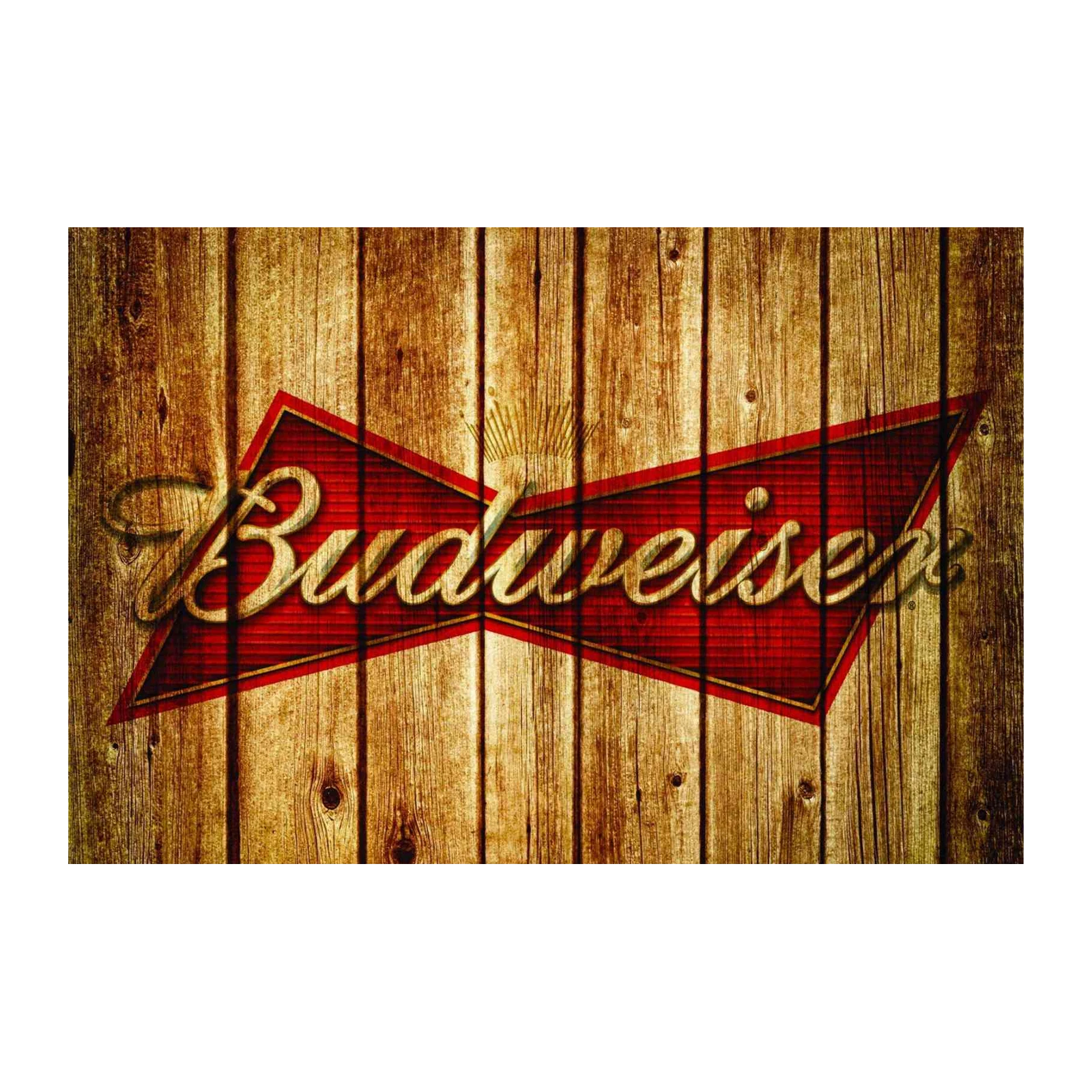 Vintage Budweiser Logo Wood Texture Wall Art