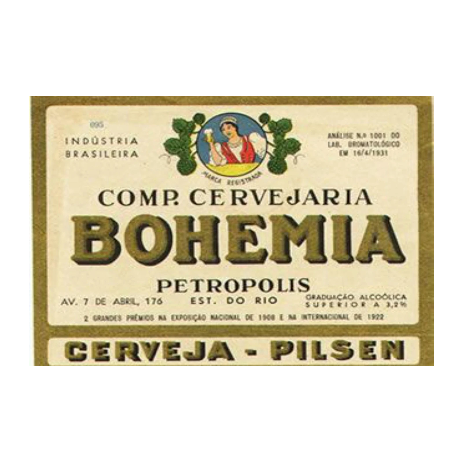 Vintage Bohemia Beer Label Wall Art