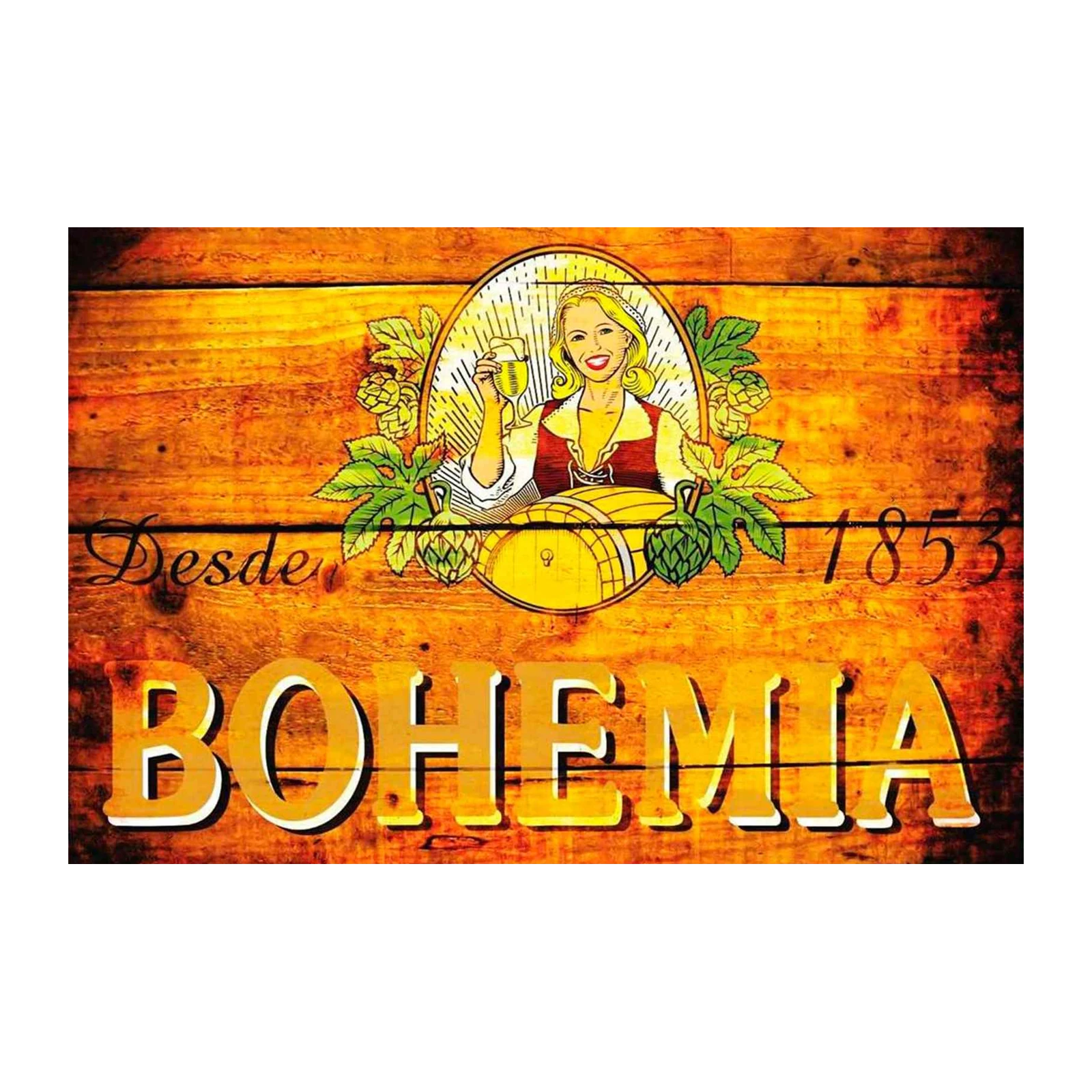 Vintage Bohemia Beer Lady Wall Art