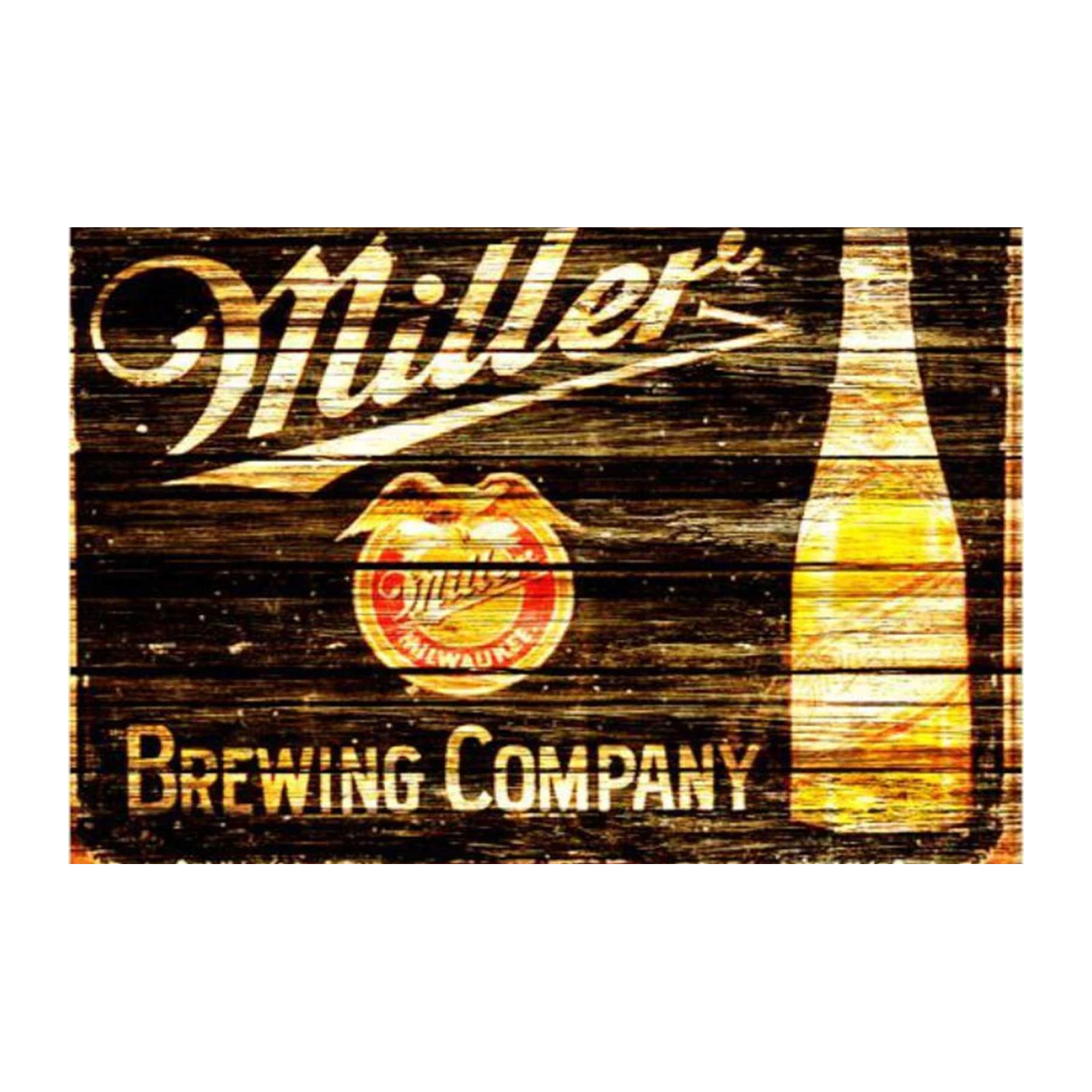 Vintage Miller Brewing Co. Distressed Wood Wall Art