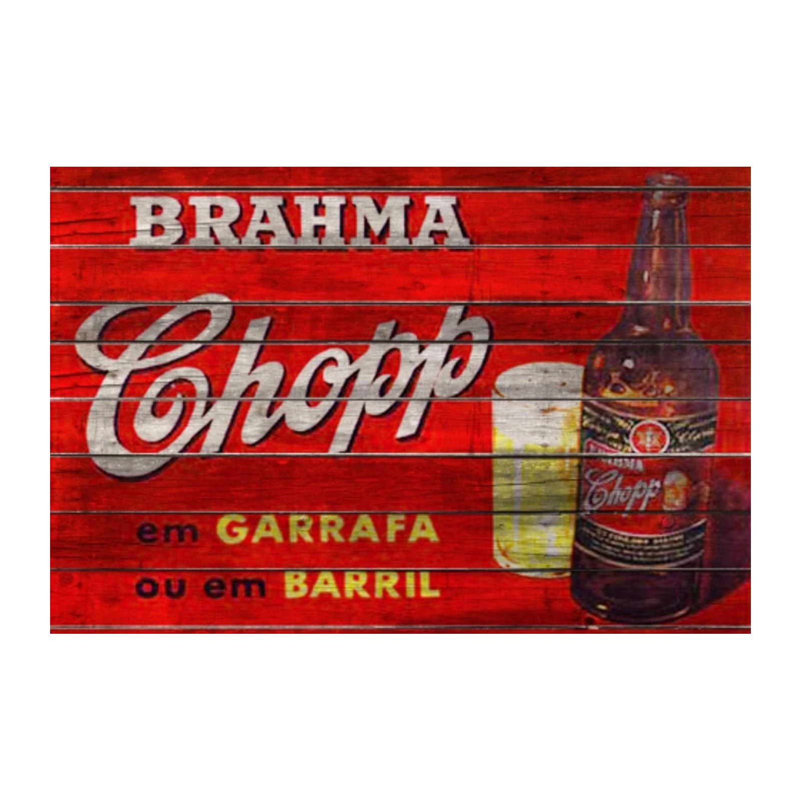Vintage Brahma Chopp Red Wood Wall Art