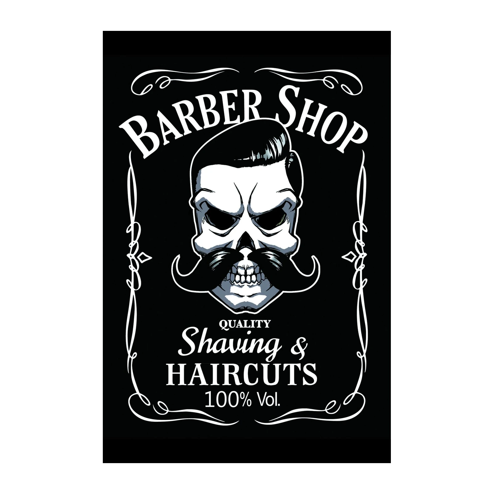 Cool Skull Barber Shop Wall Art for Men's Grooming
