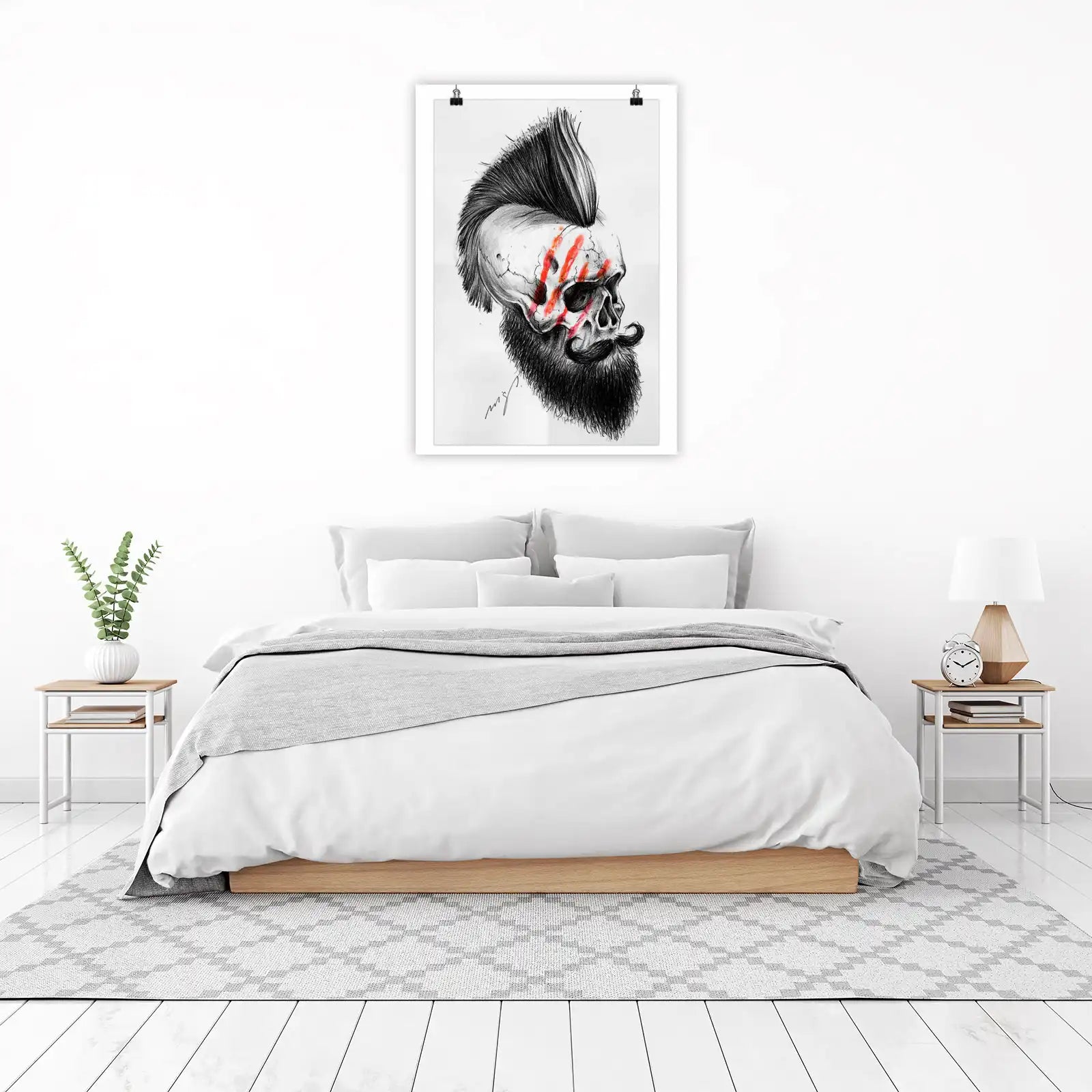 Punk Skull & Beard Wall Art - Edgy Wall Art