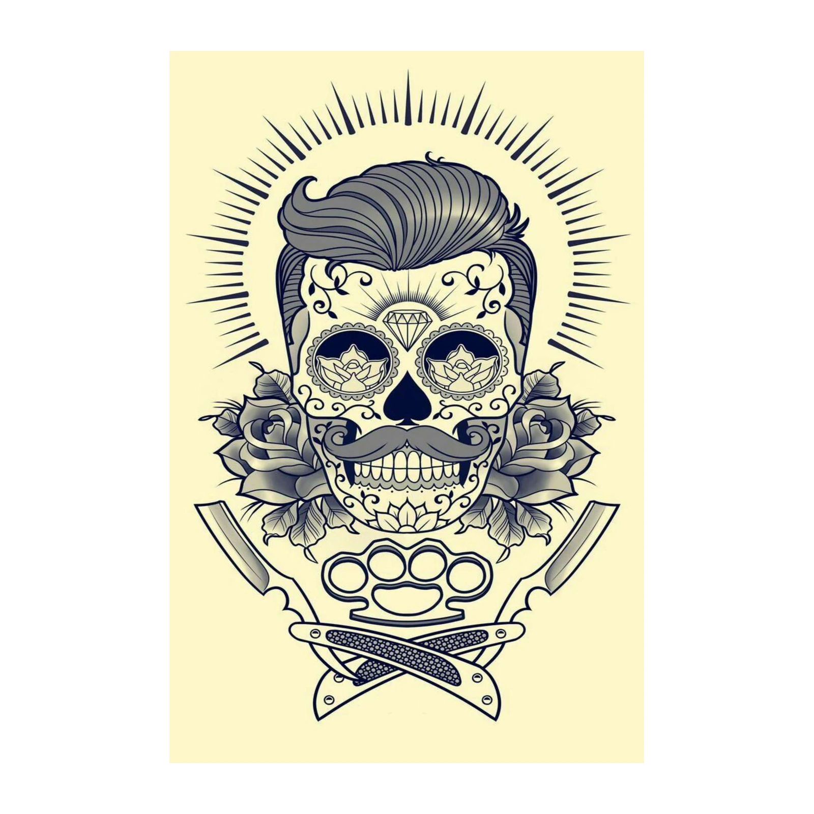 Day of the Dead Barber Skull Wall Art
