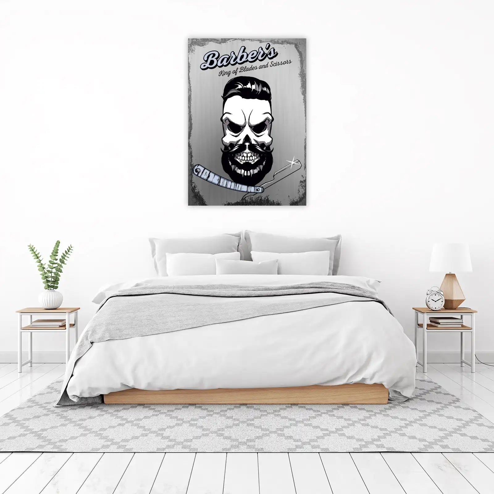 Skull Barber King Wall Art for Barbershops