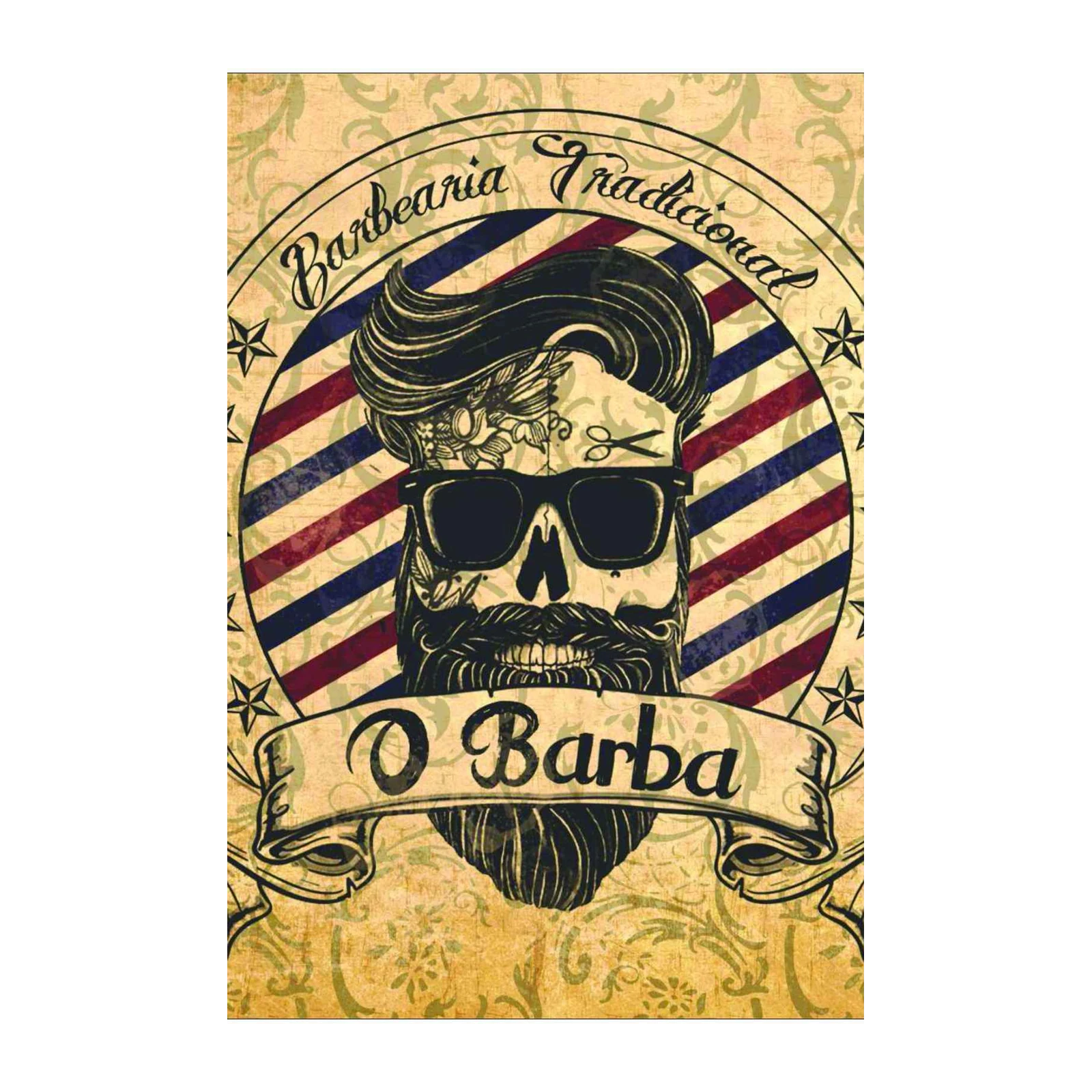 Vintage Barber Skull "O Barba" Wall Art
