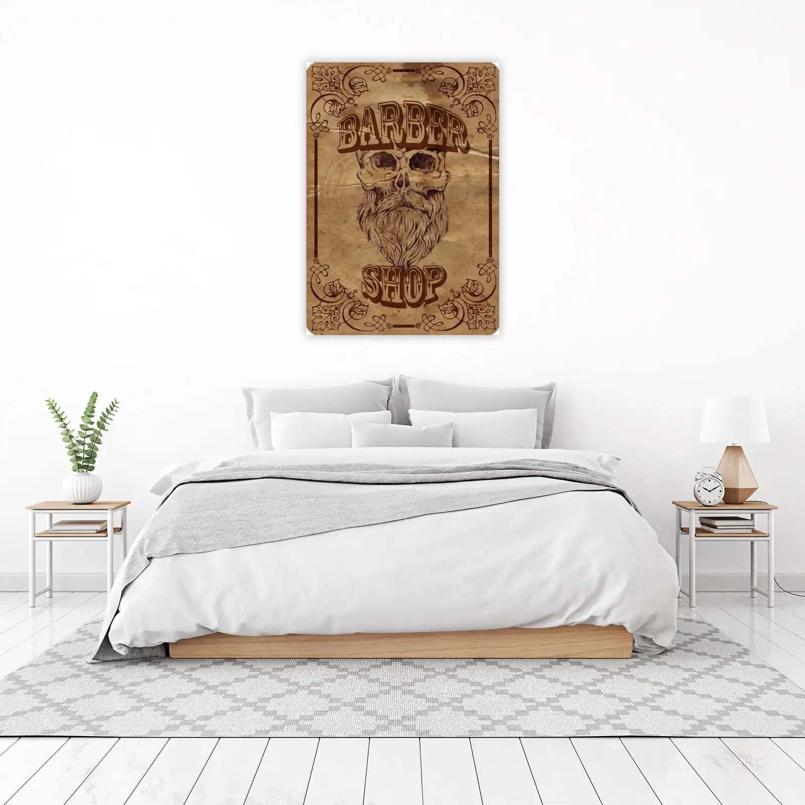 Vintage Skull Barber Shop Wall Art