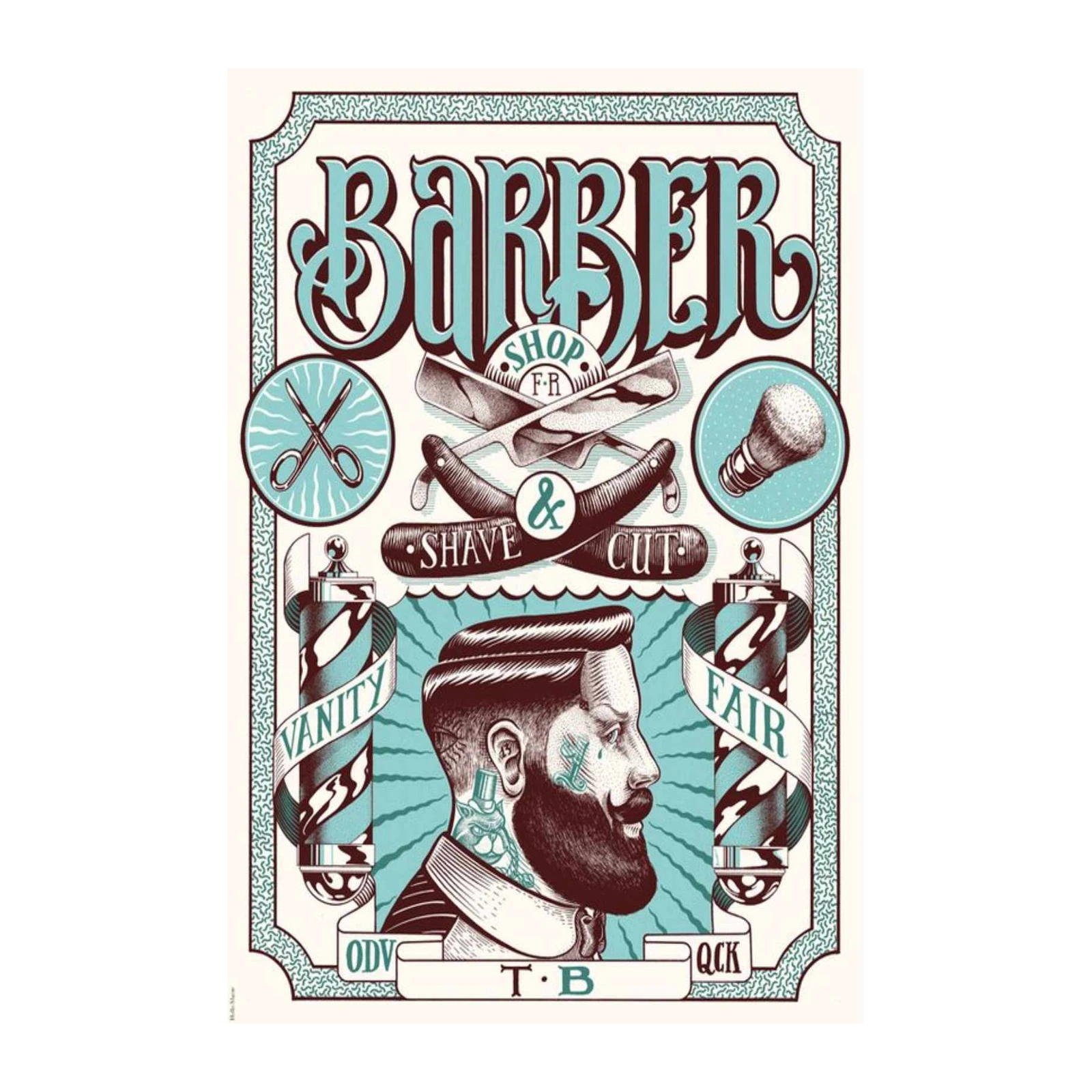 Retro Barber Shop Vintage Man Cave Wall Art