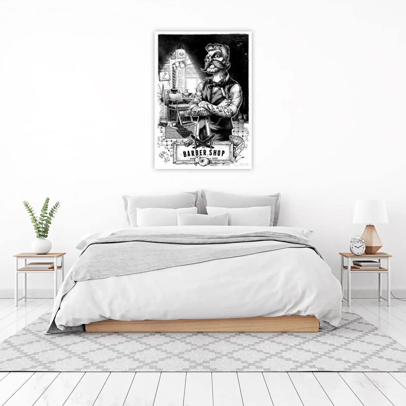 Retro Barber Shop Character Wall Art