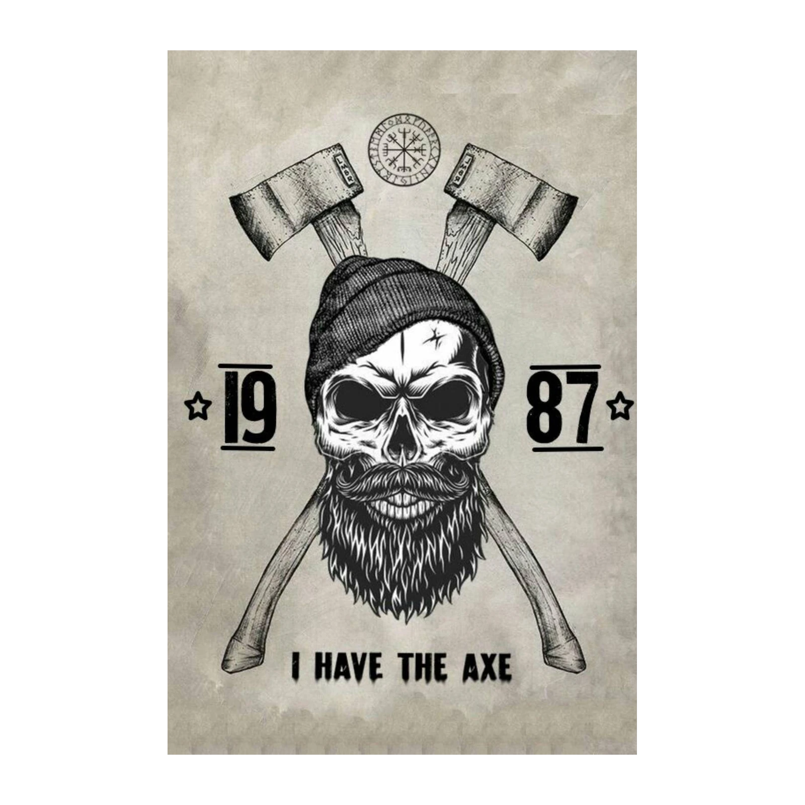 Viking Skull Axe '1987' Wall Art