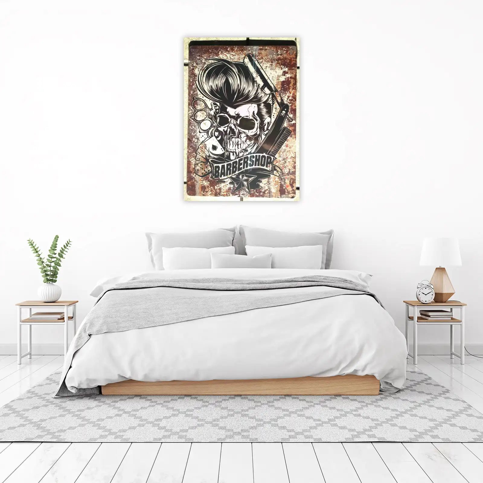 Retro Skull Barber Straight Razor Wall Art