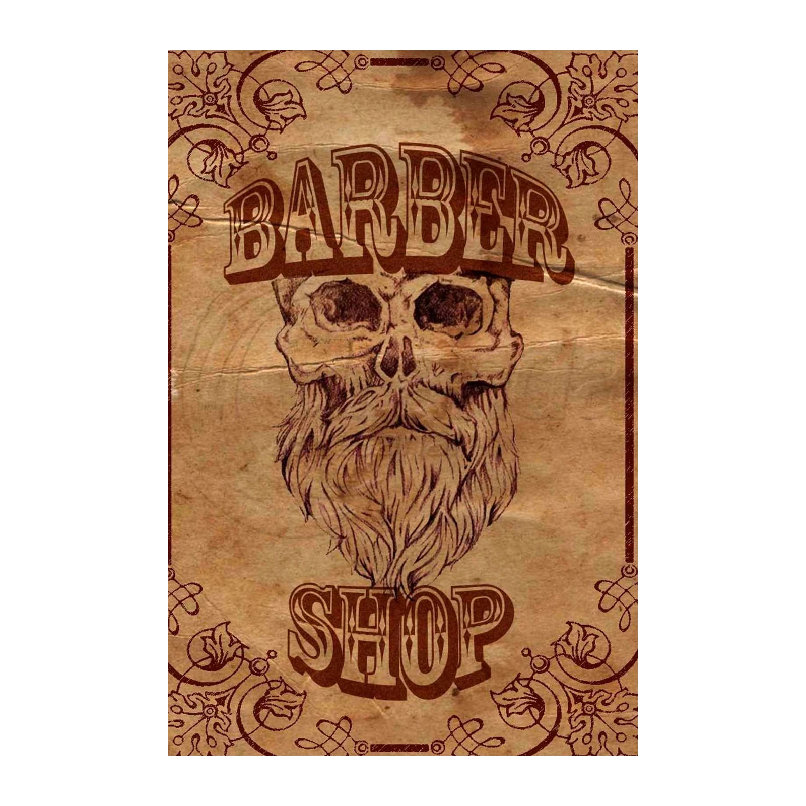 Vintage Skull Barber Shop Wall Art