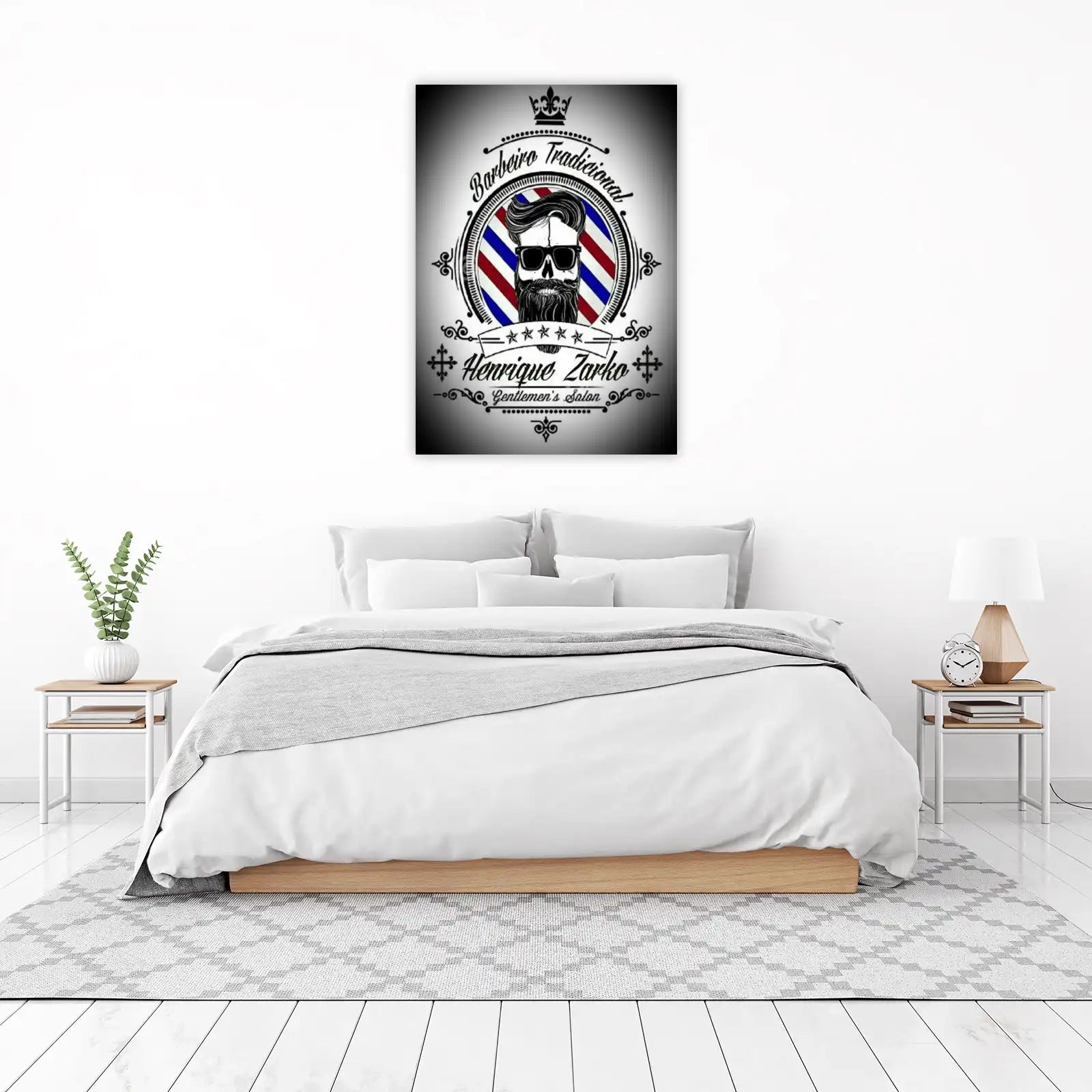 Barber Skull & Crown Logo Wall Art