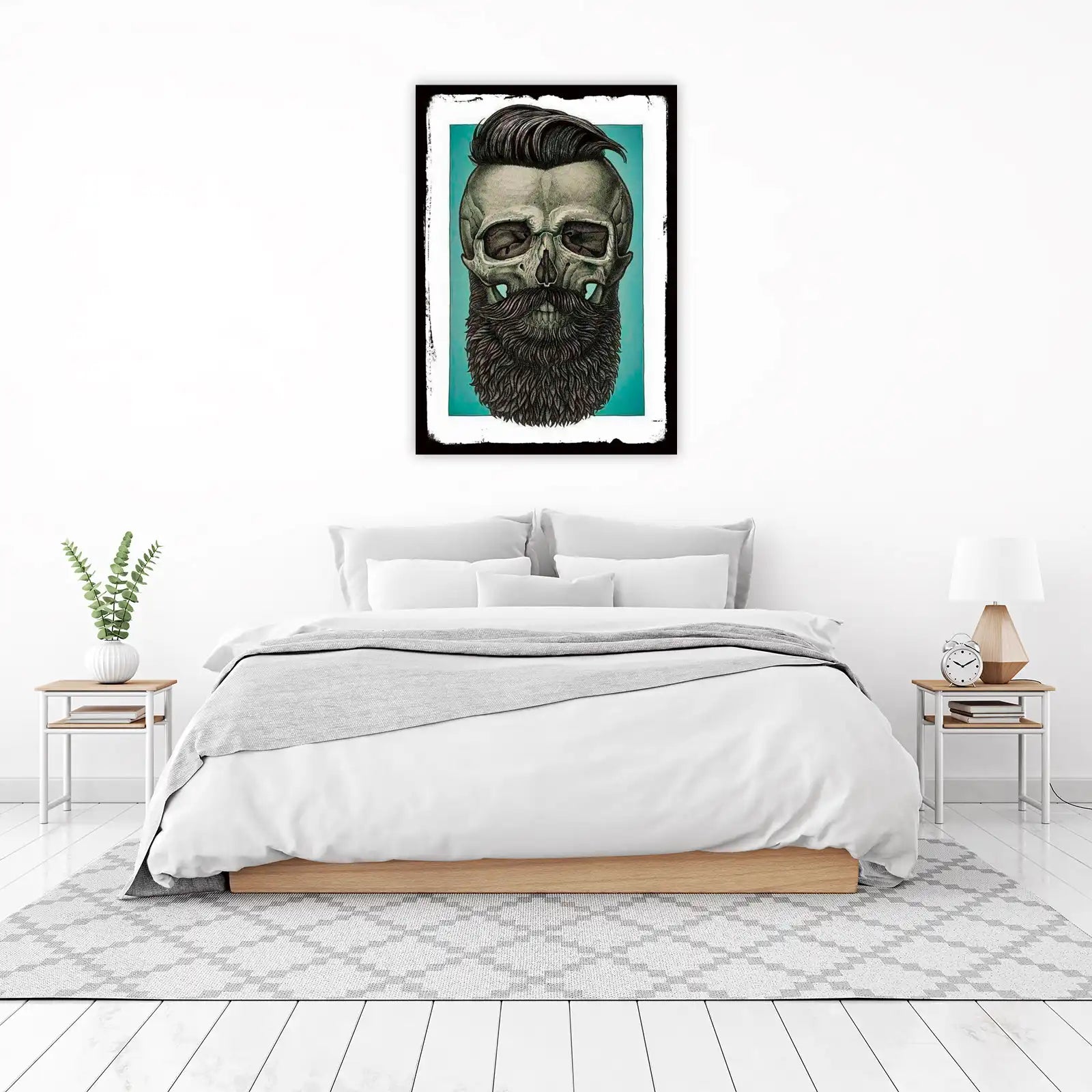 Urban Skull Beard Hairstyle Wall Art