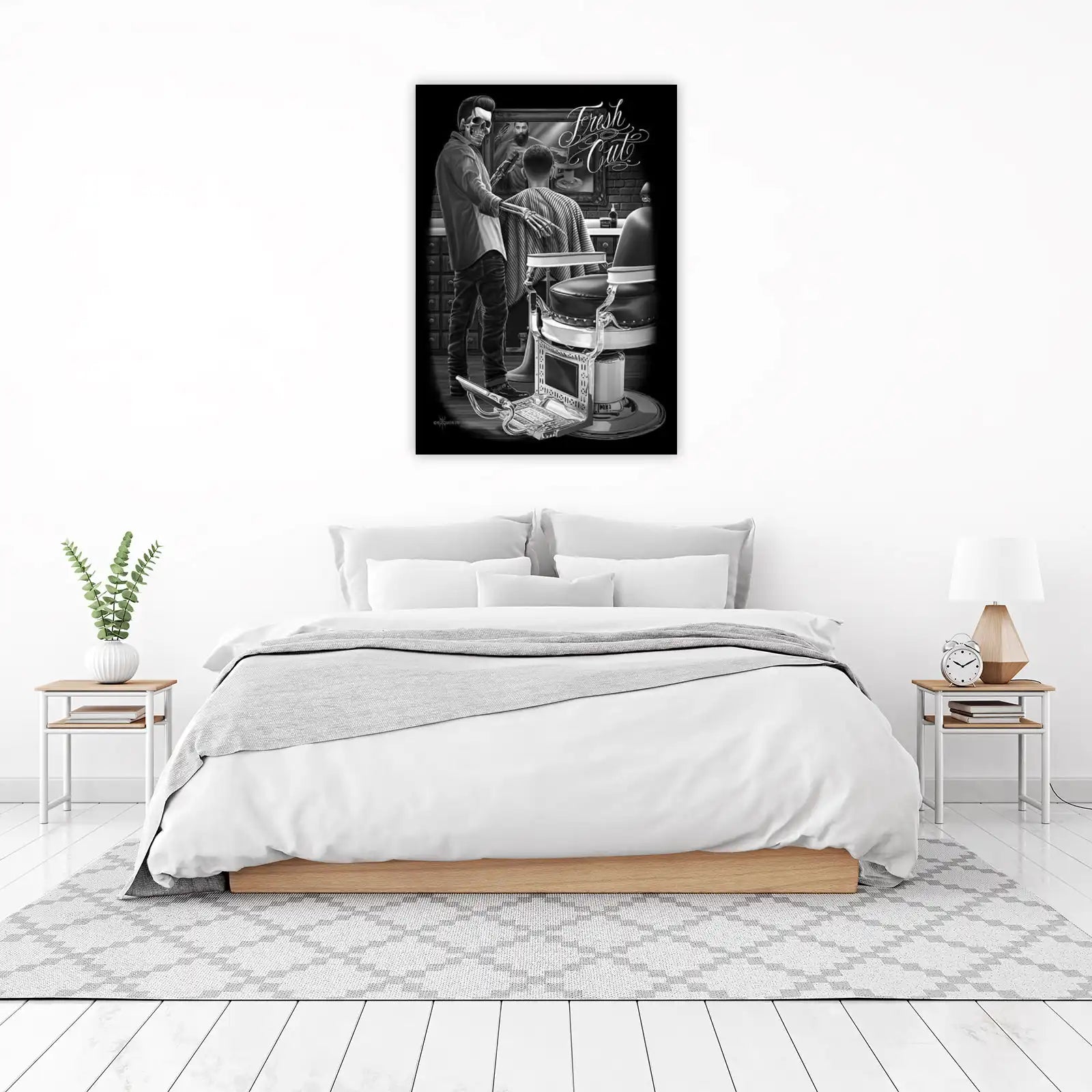 Skeleton Barber Fresh Cut Wall Art