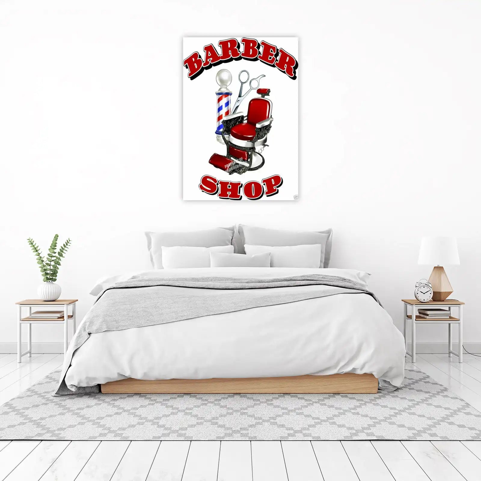 Vintage Barber Chair & Scissors Wall Art