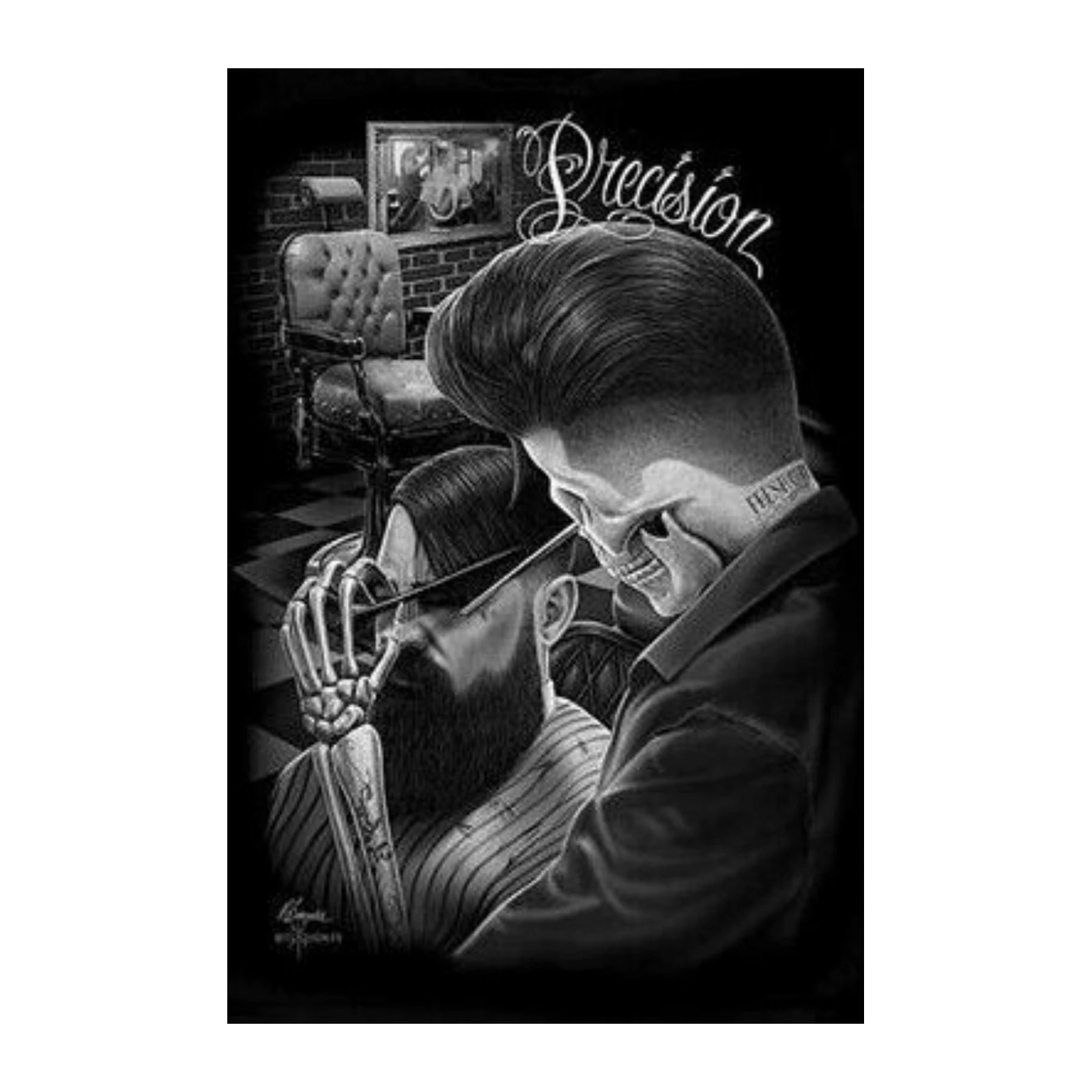 Skeleton Barber Precision Art Wall Art