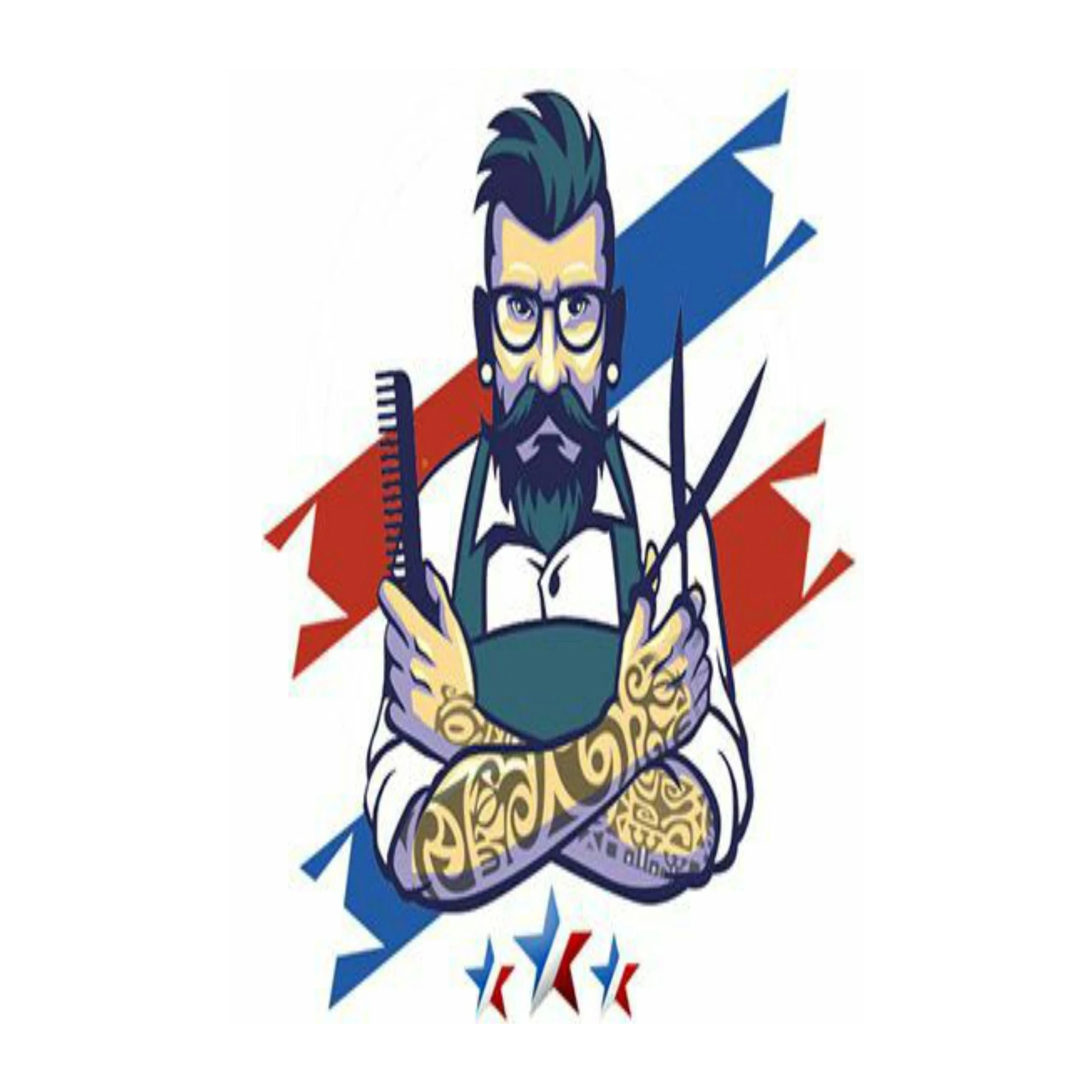Retro Barber with Scissors Wall Art