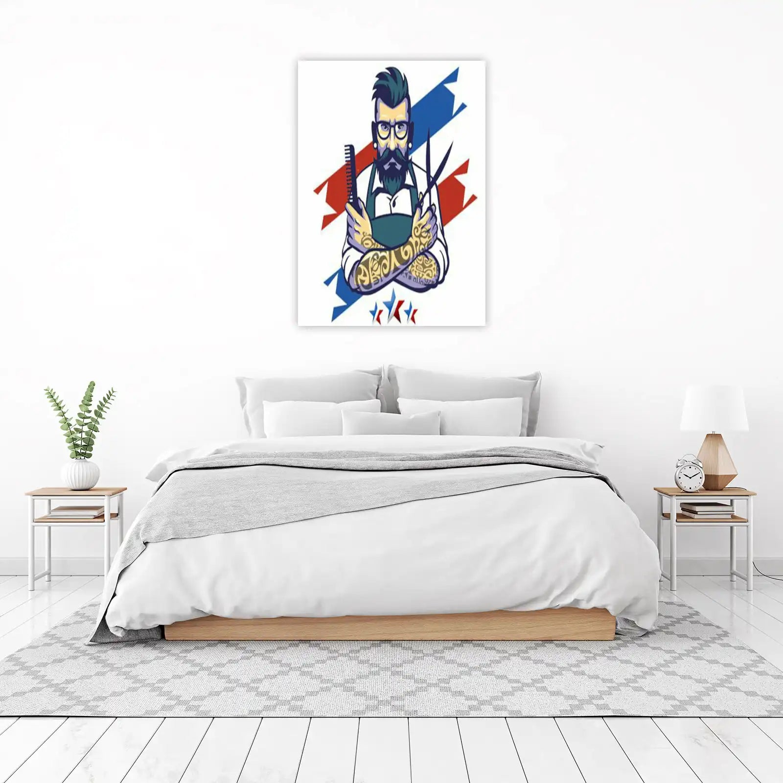 Retro Barber with Scissors Wall Art