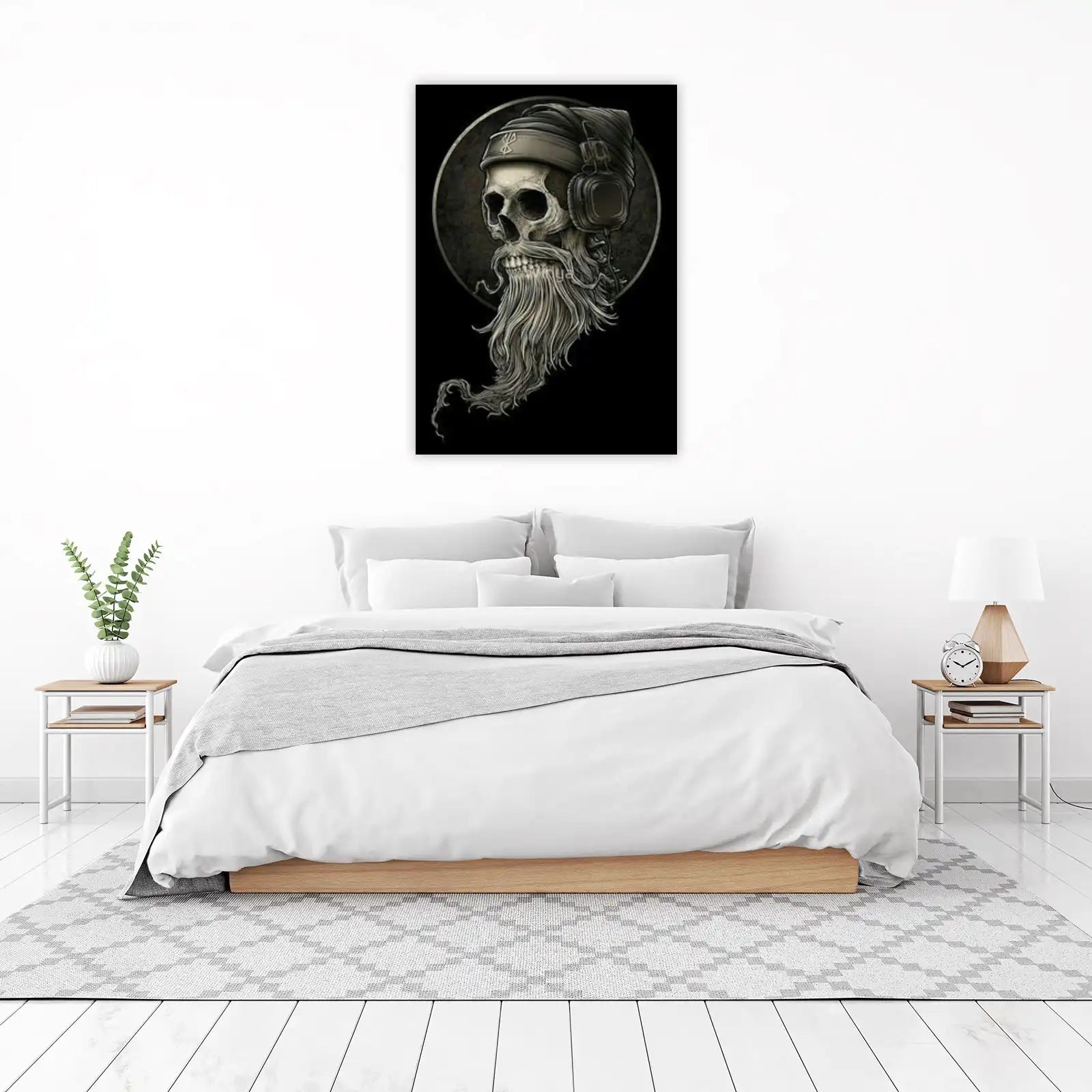 Bearded Skull Headphones Wall Art