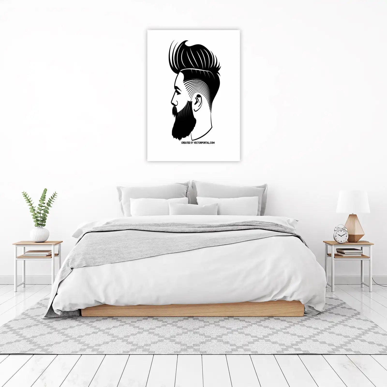 Modern Bearded Man Silhouette Wall Art