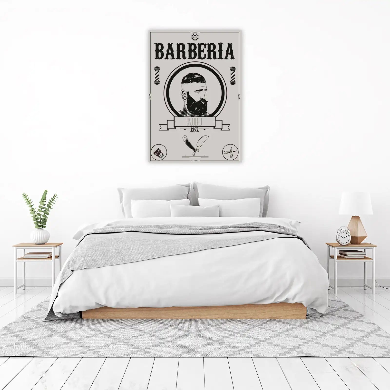 Retro Barber Vintage Man Portrait Wall Art