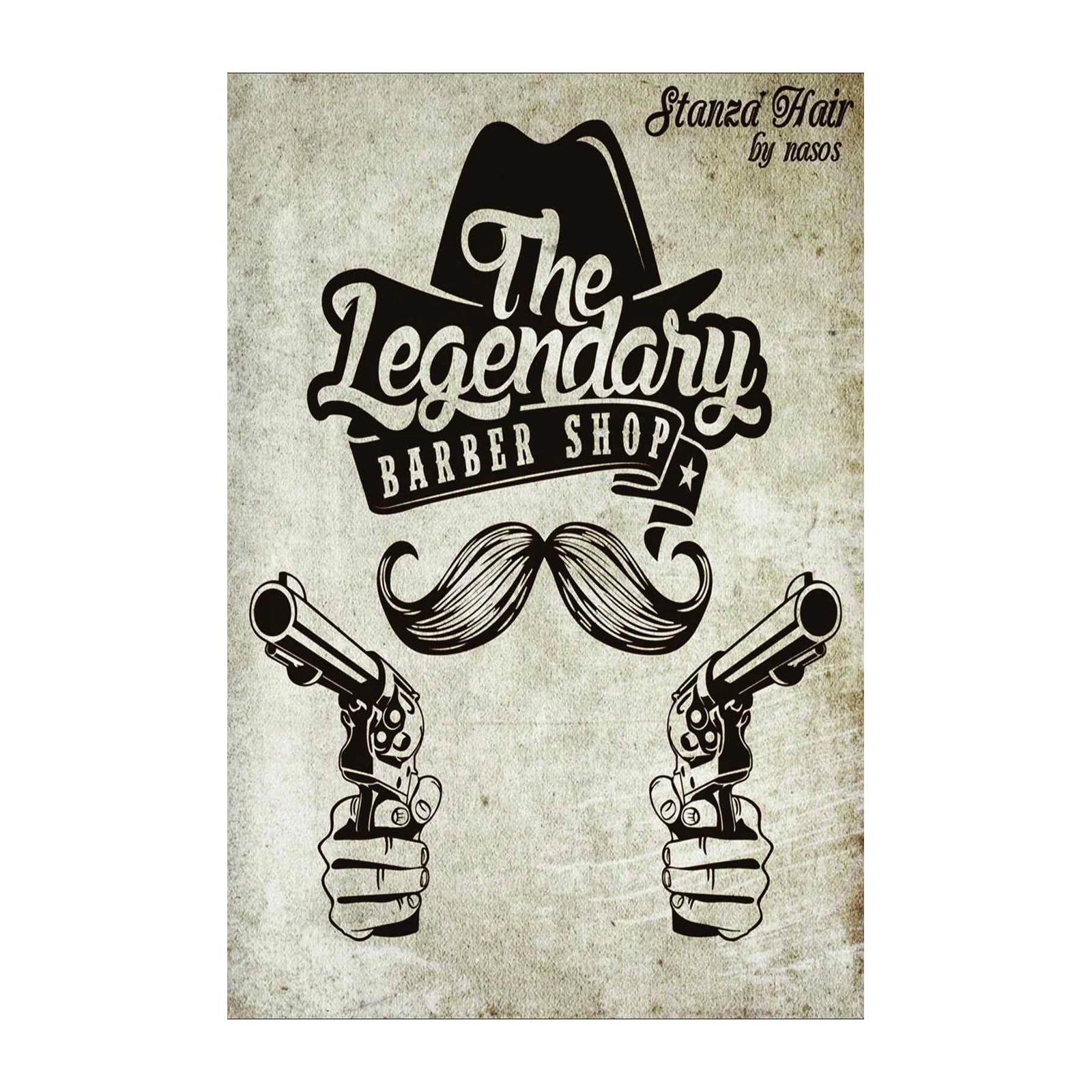 Legendary Barber Shop Cowboy Hat Guns Wall Art