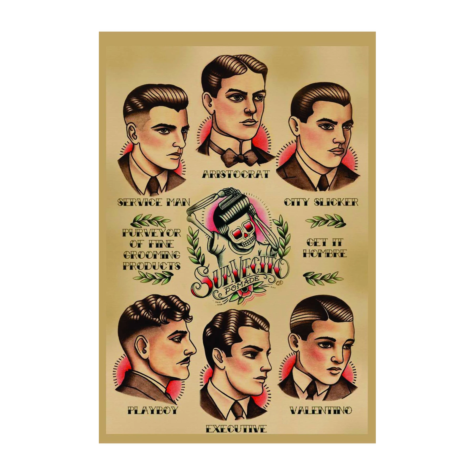 Vintage Grooming Styles Wall Art