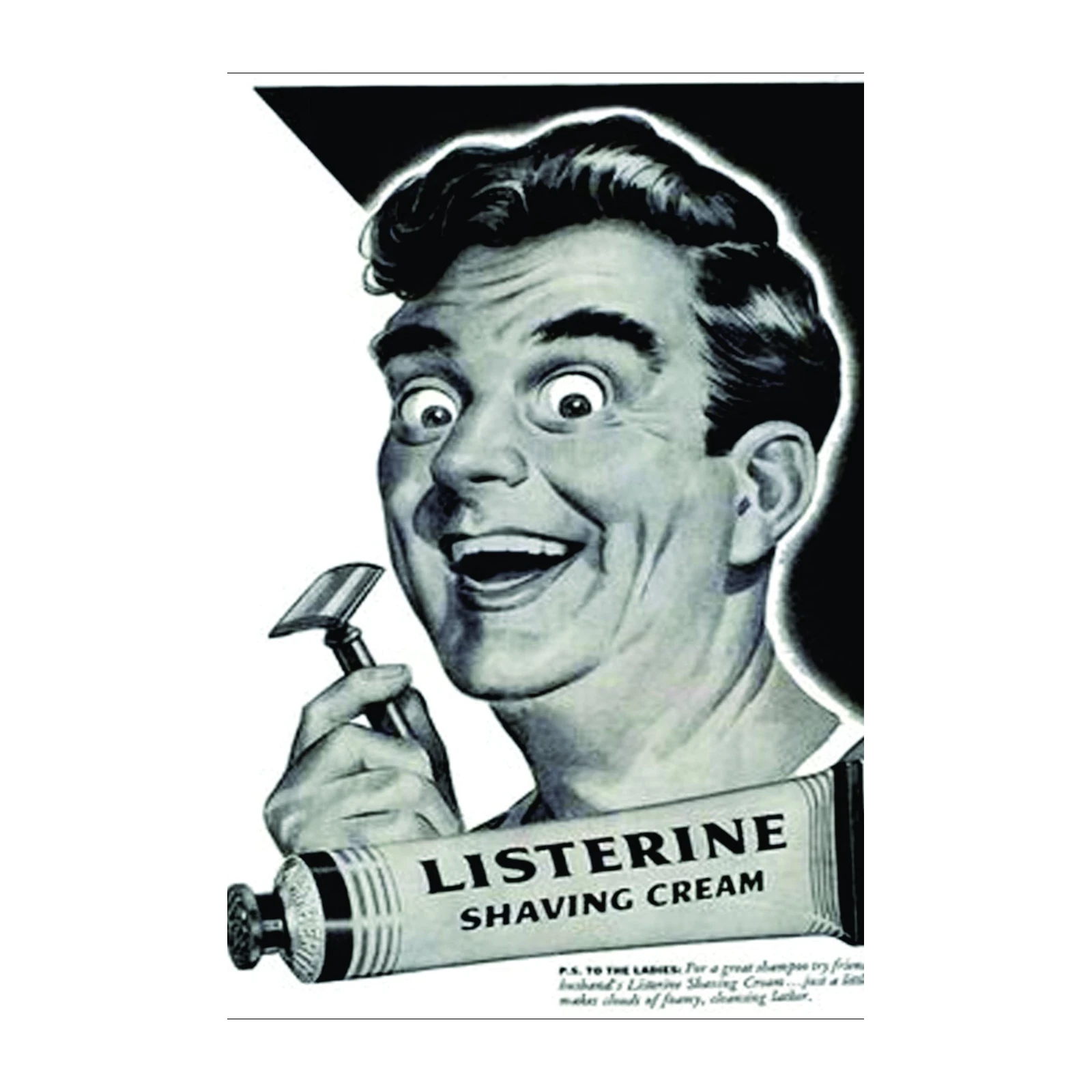 Vintage Listerine Shaving Cream Man Wall Art