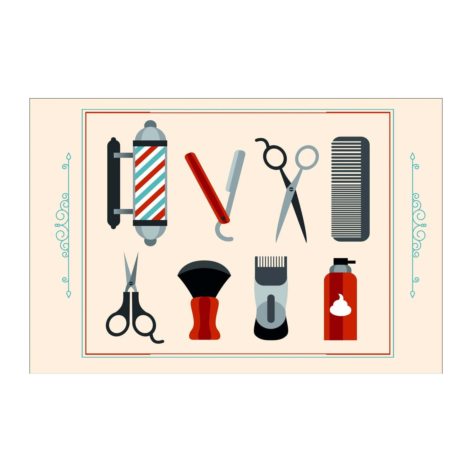Barber Shop Essentials Vintage Style Wall Art