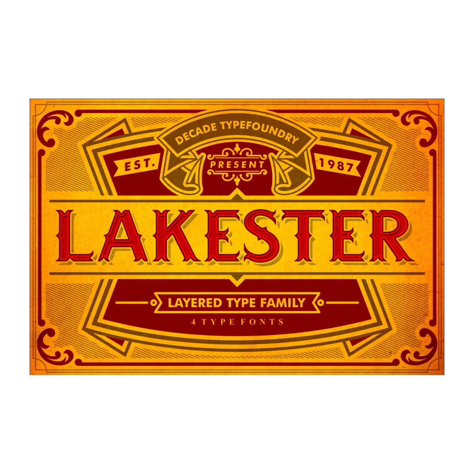 Vintage Lakester Font Wall Art