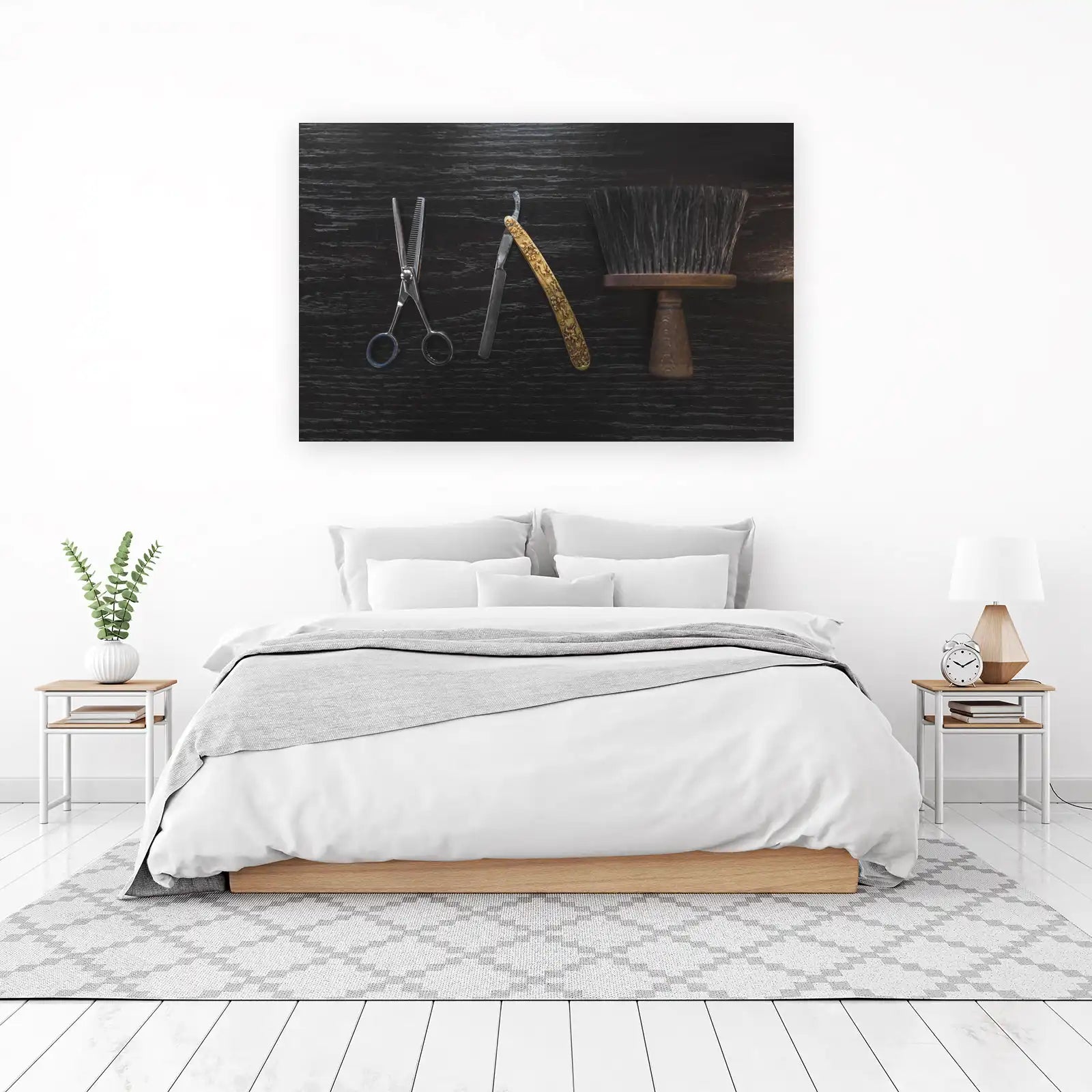 Vintage Barber Tools Wall Art for Men's Grooming Decor