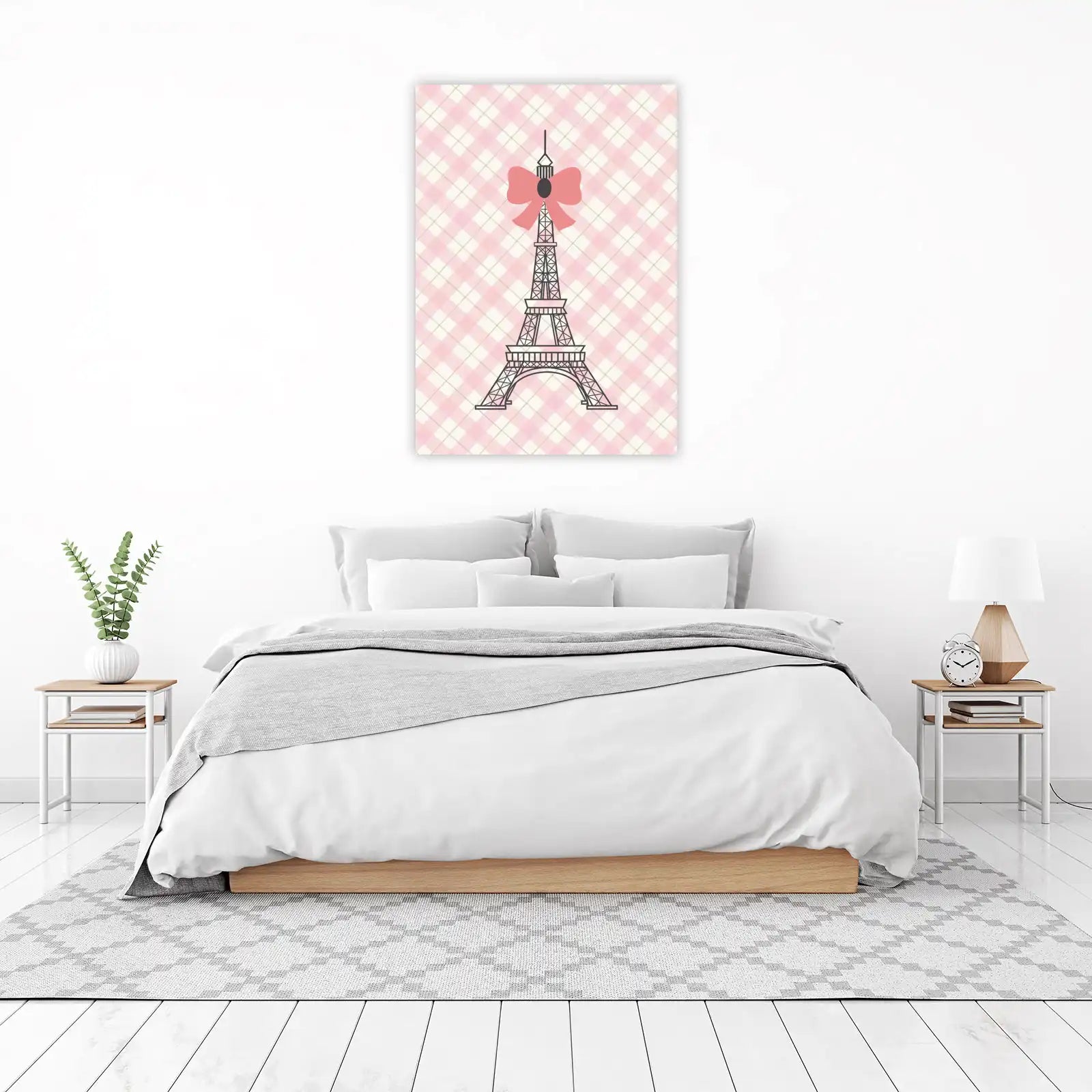 Charming Pink Eiffel Tower Bow Wall Art
