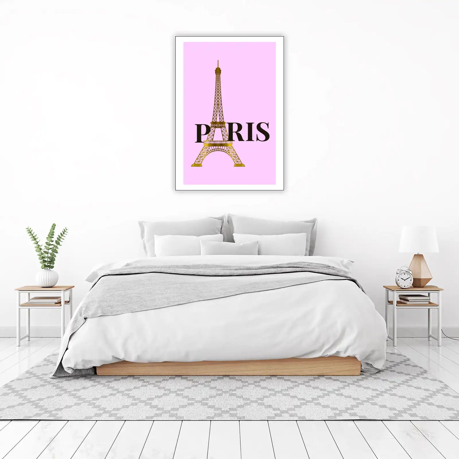 Chic Eiffel Tower Paris Typography Wall Art