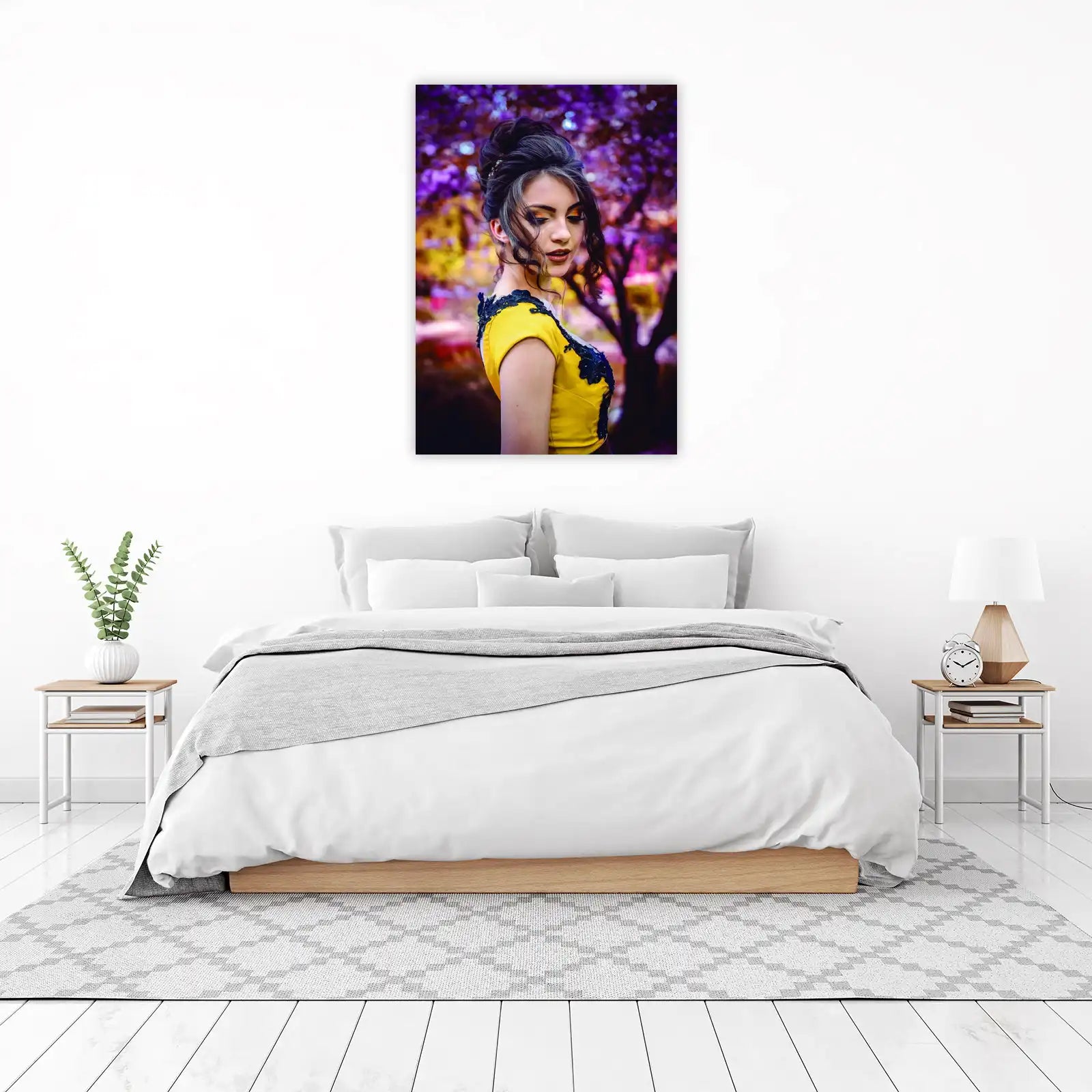 Enchanting Woman Portrait Yellow Dress Wall Art