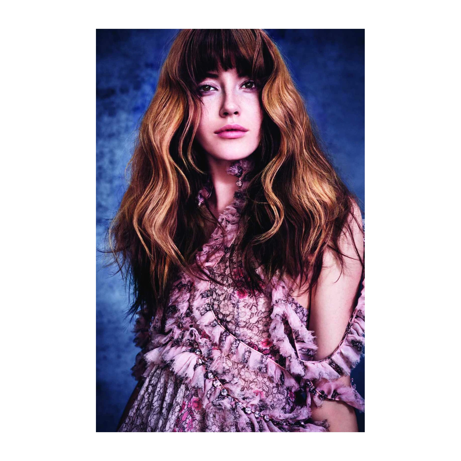 Enchanting Portrait Woman Pink Floral Wall Art