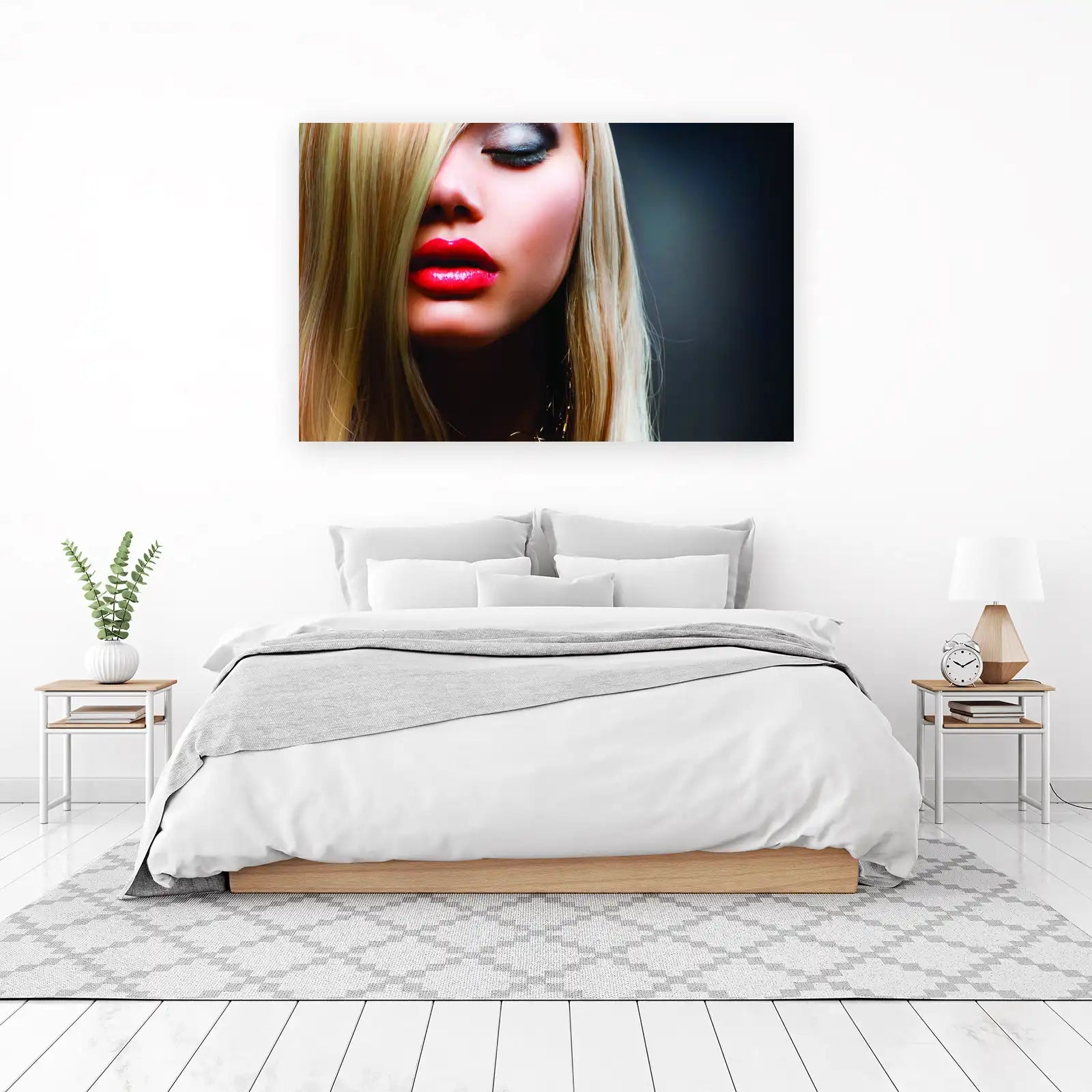 Glamorous Red Lips & Blonde Hair Wall Art