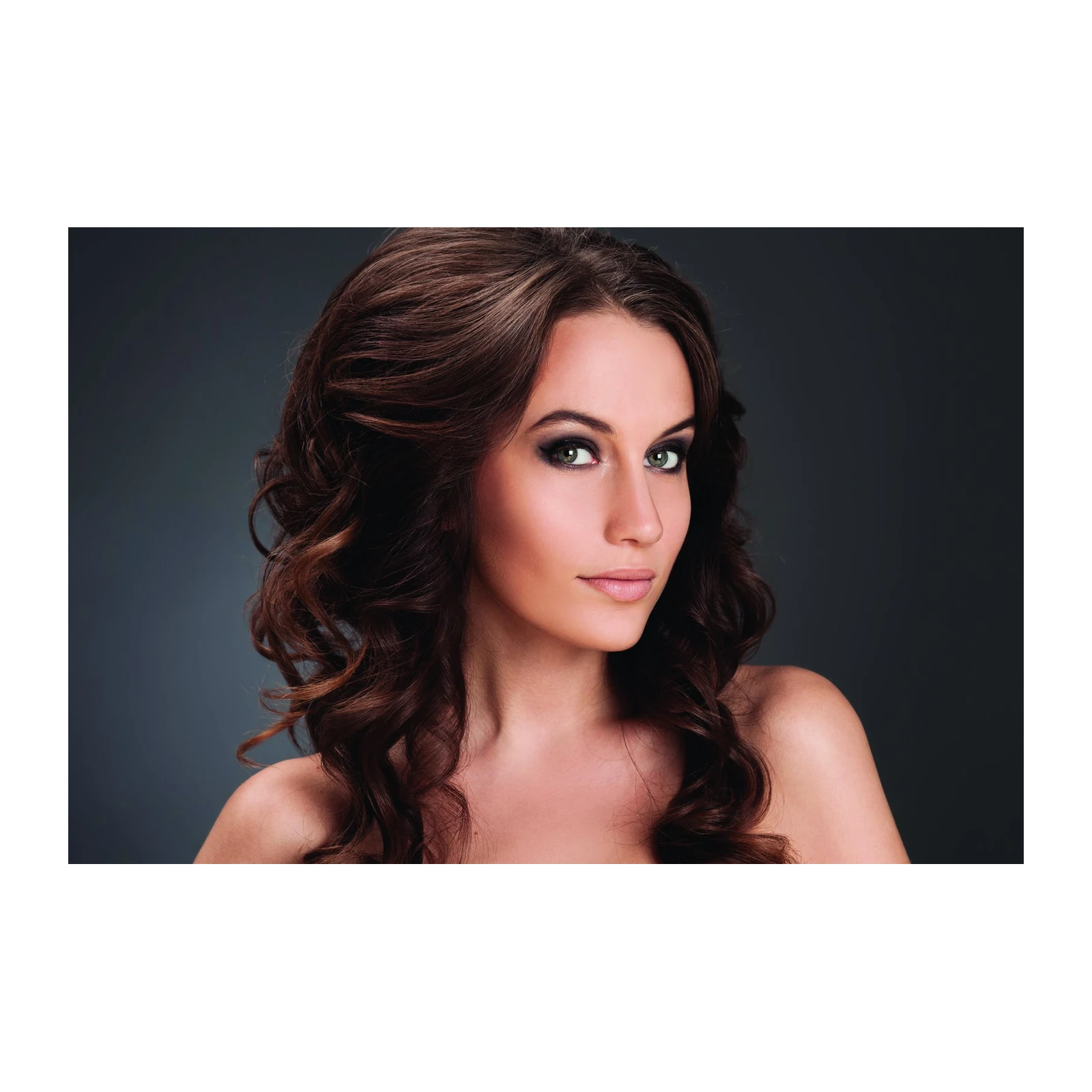 Stunning Woman Portrait Dark Brown Hair Wall Art