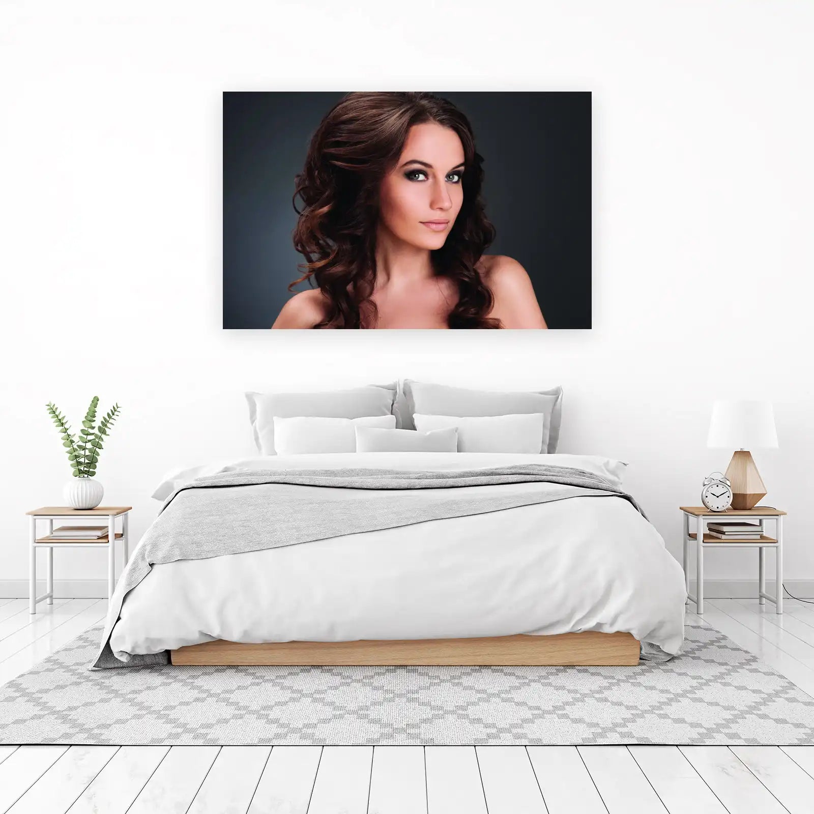 Stunning Woman Portrait Dark Brown Hair Wall Art