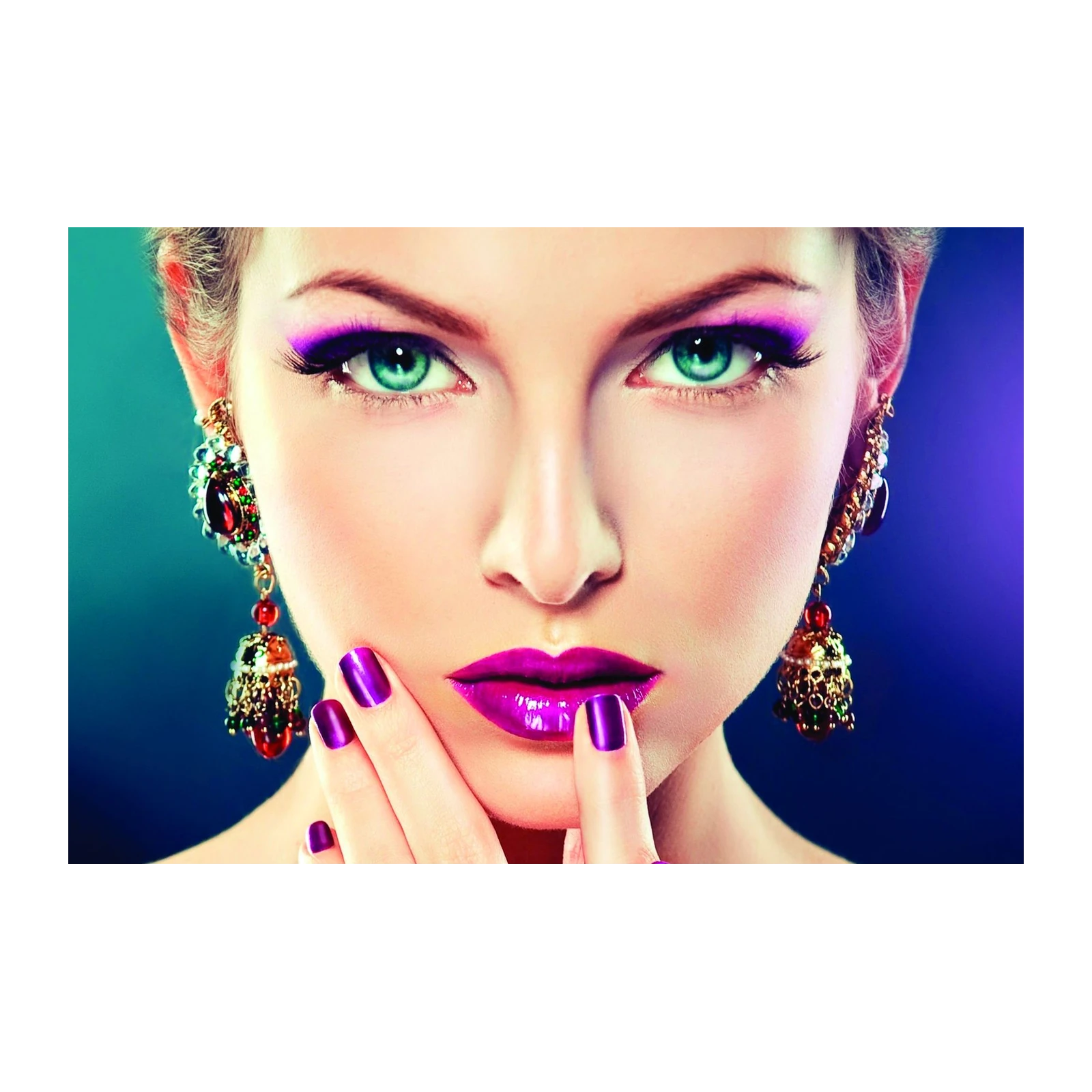 Glamorous Purple Eye Makeup & Earrings Wall Art