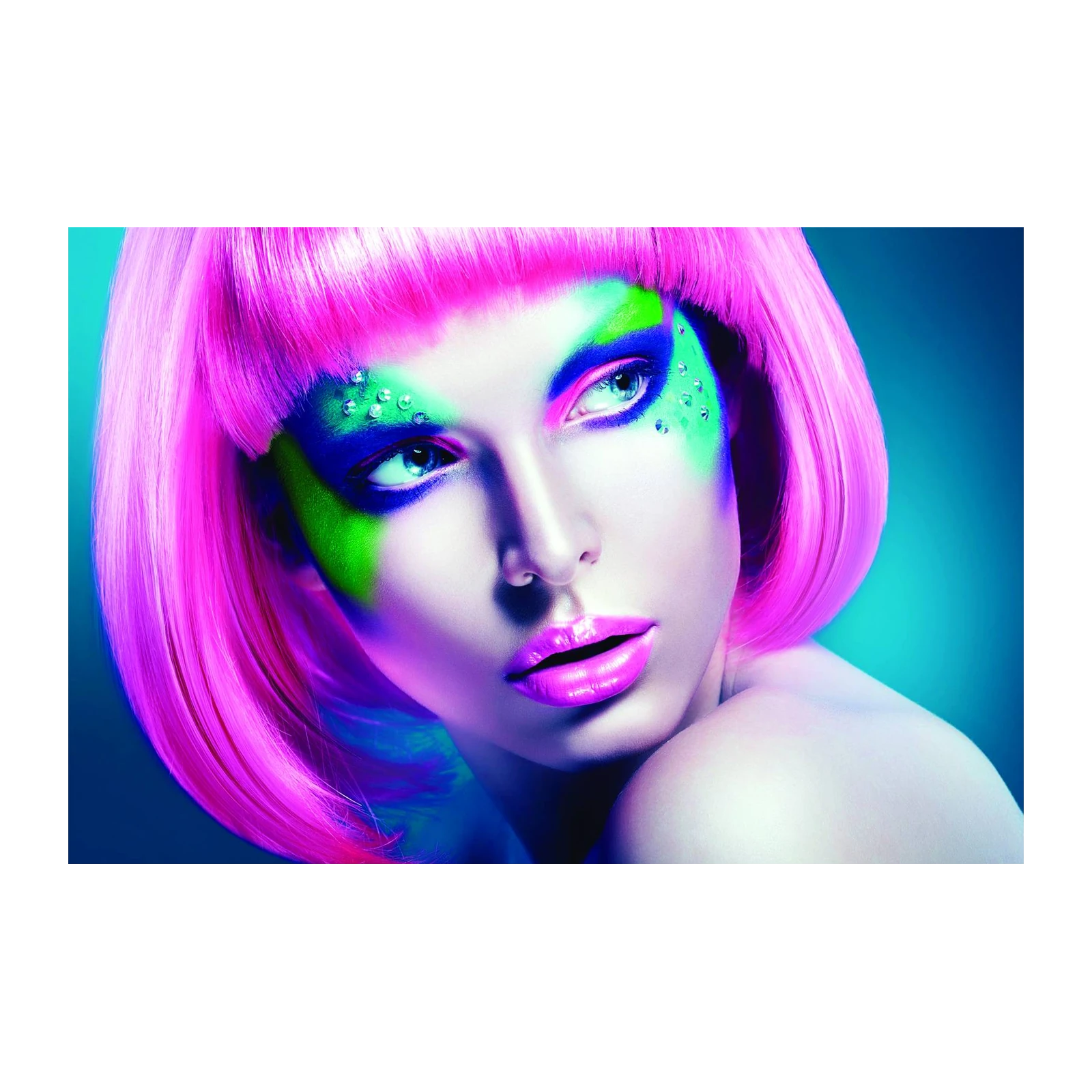 Vibrant Pink Bob & Neon Eyes Wall Art