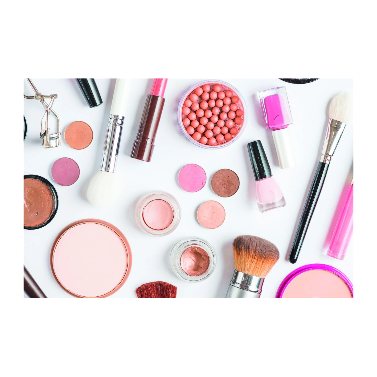 Chic Makeup Essentials Flat Lay Wall Art