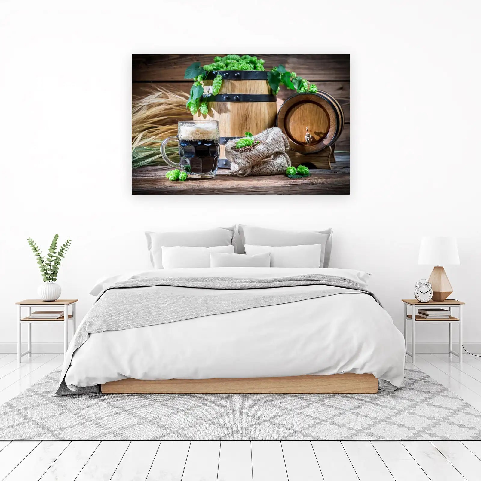 Rustic Brew Barrel & Hops Wall Art