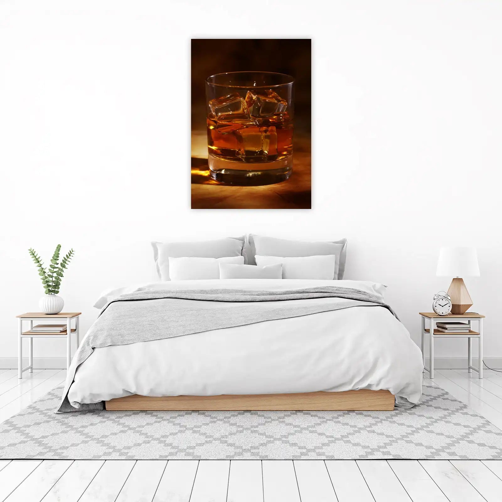 Golden Amber Whiskey On Ice Wall Art