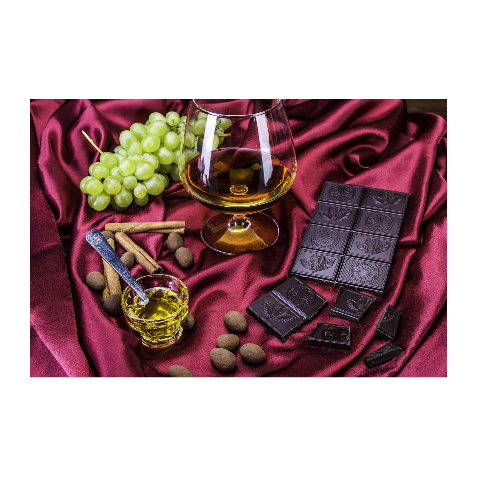 Gourmet Indulgence: Brandy, Chocolate & Grapes Wall Art