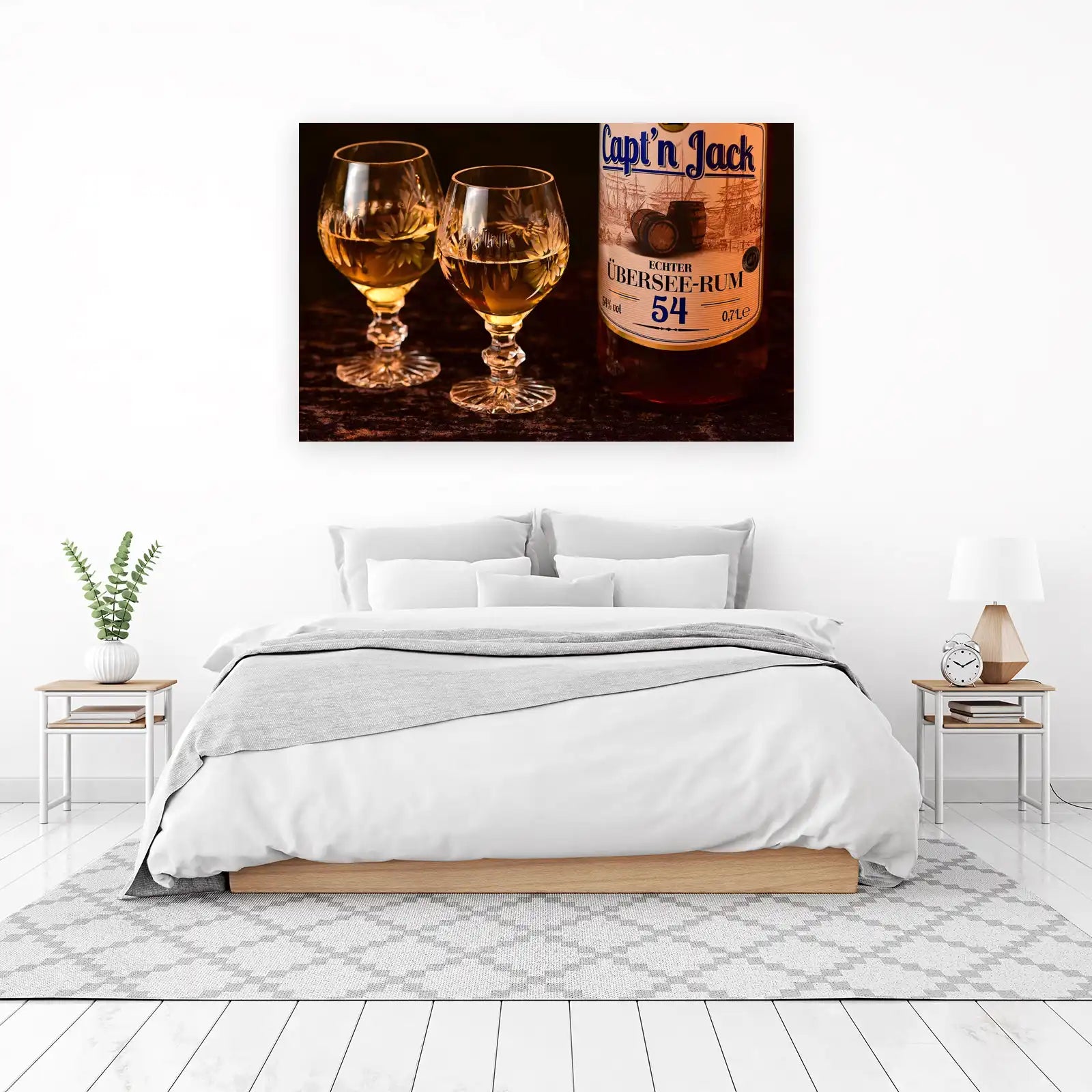 Captain Jack Rum & Crystal Glasses Wall Art